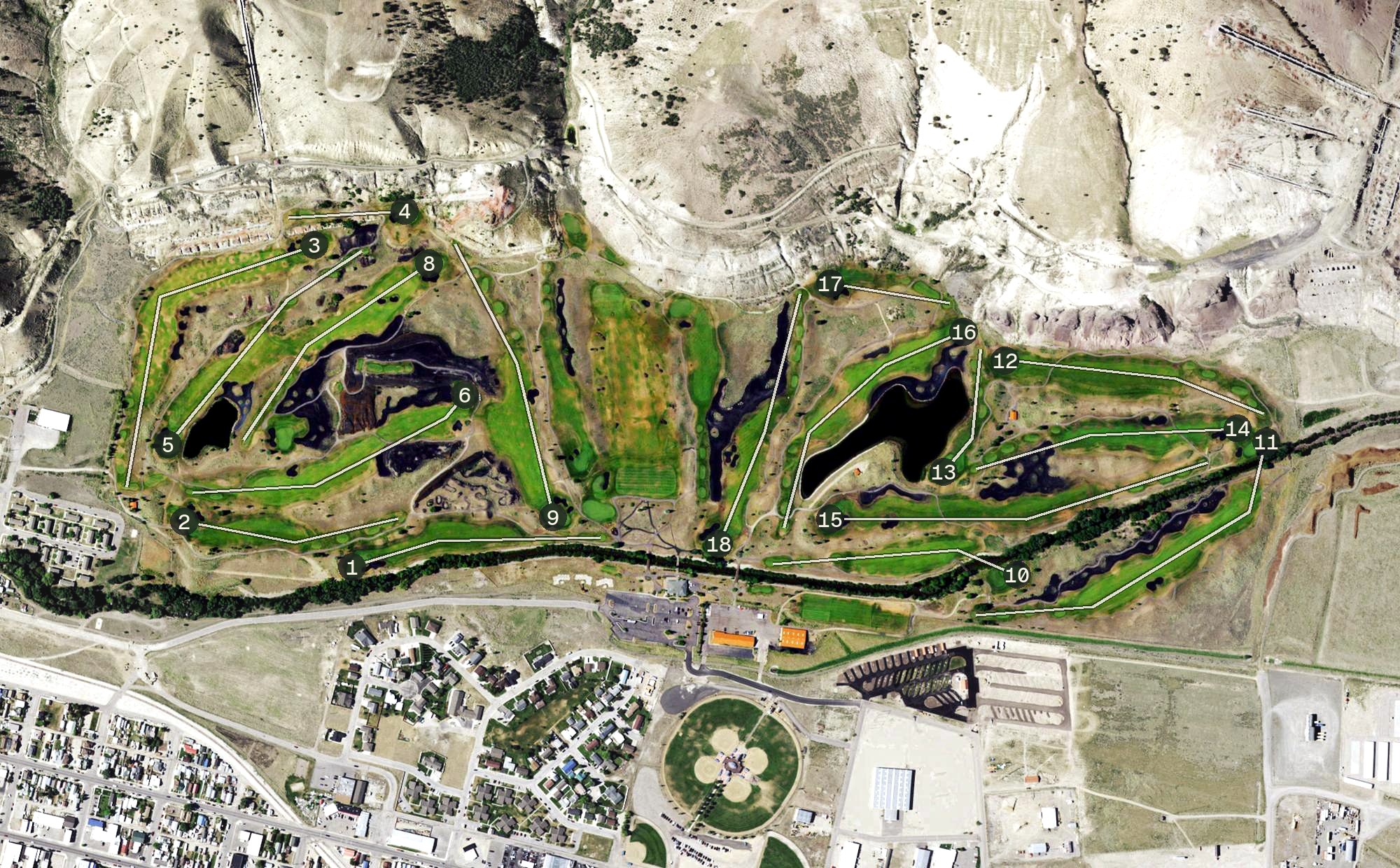Aerial view of Old Works Golf Club, MT