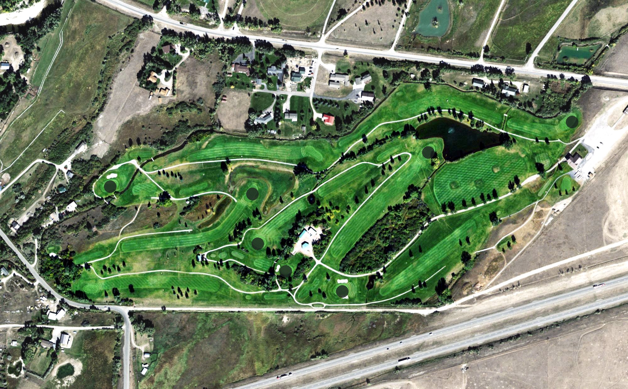 Aerial view of Overland Golf Course, MT