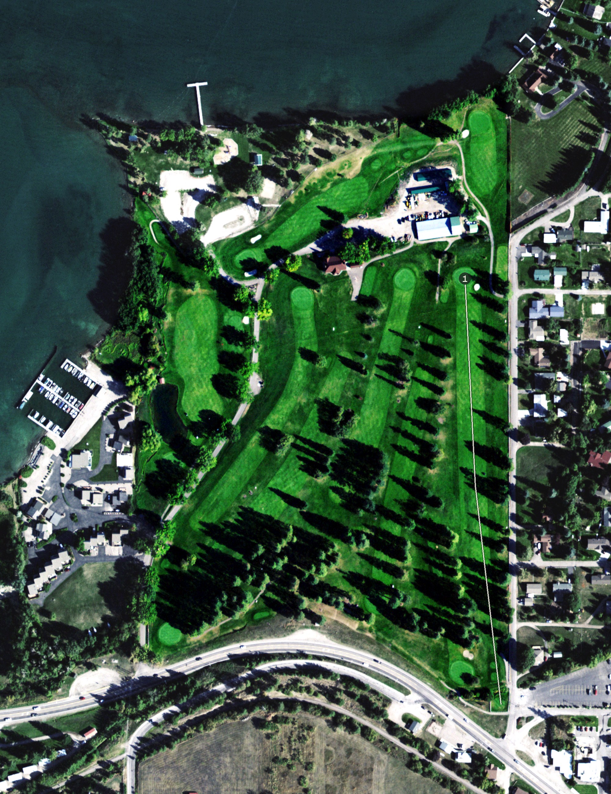 Aerial view of Polson Bay Olde Course, MT