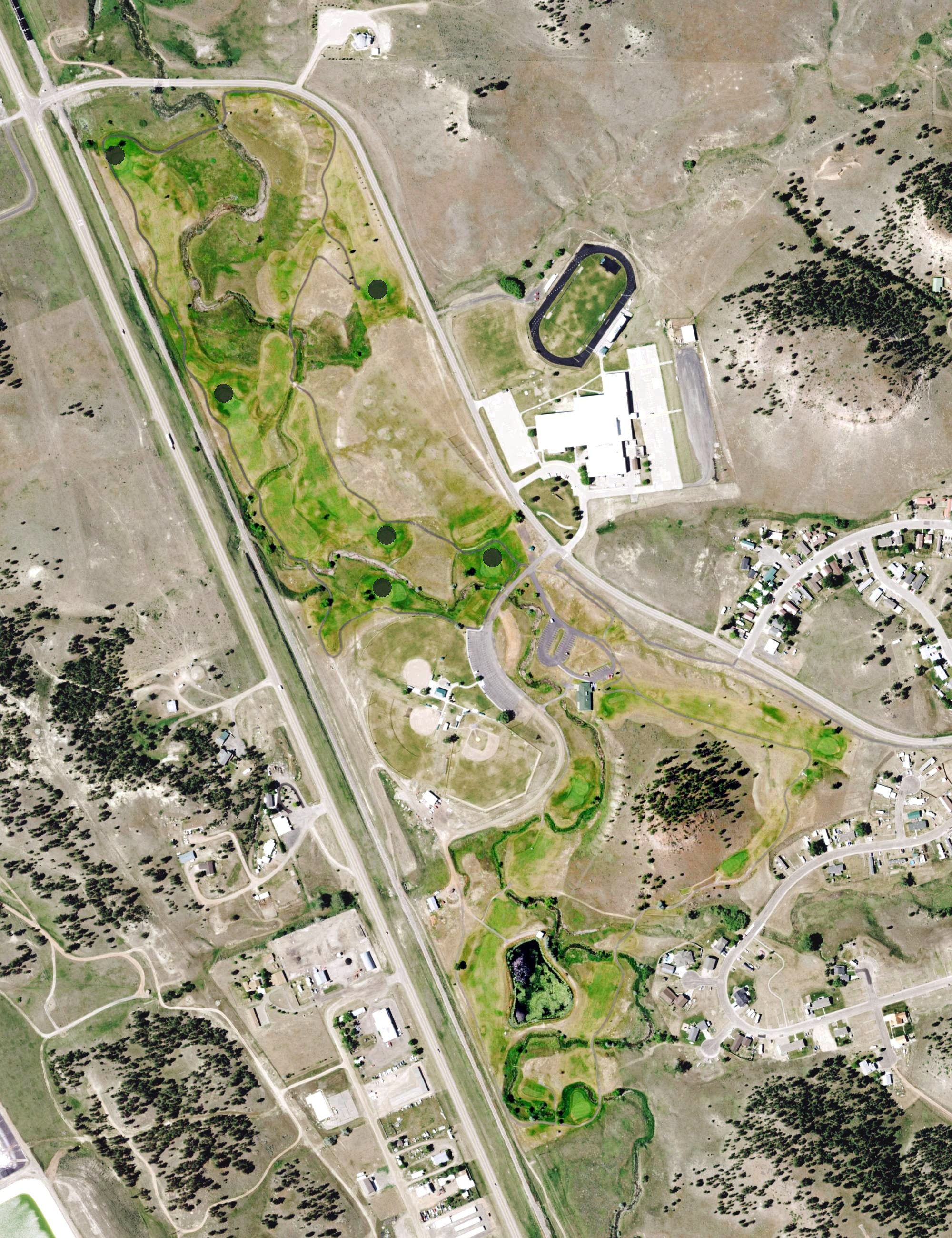 Aerial view of Ponderosa Butte Golf Course, MT
