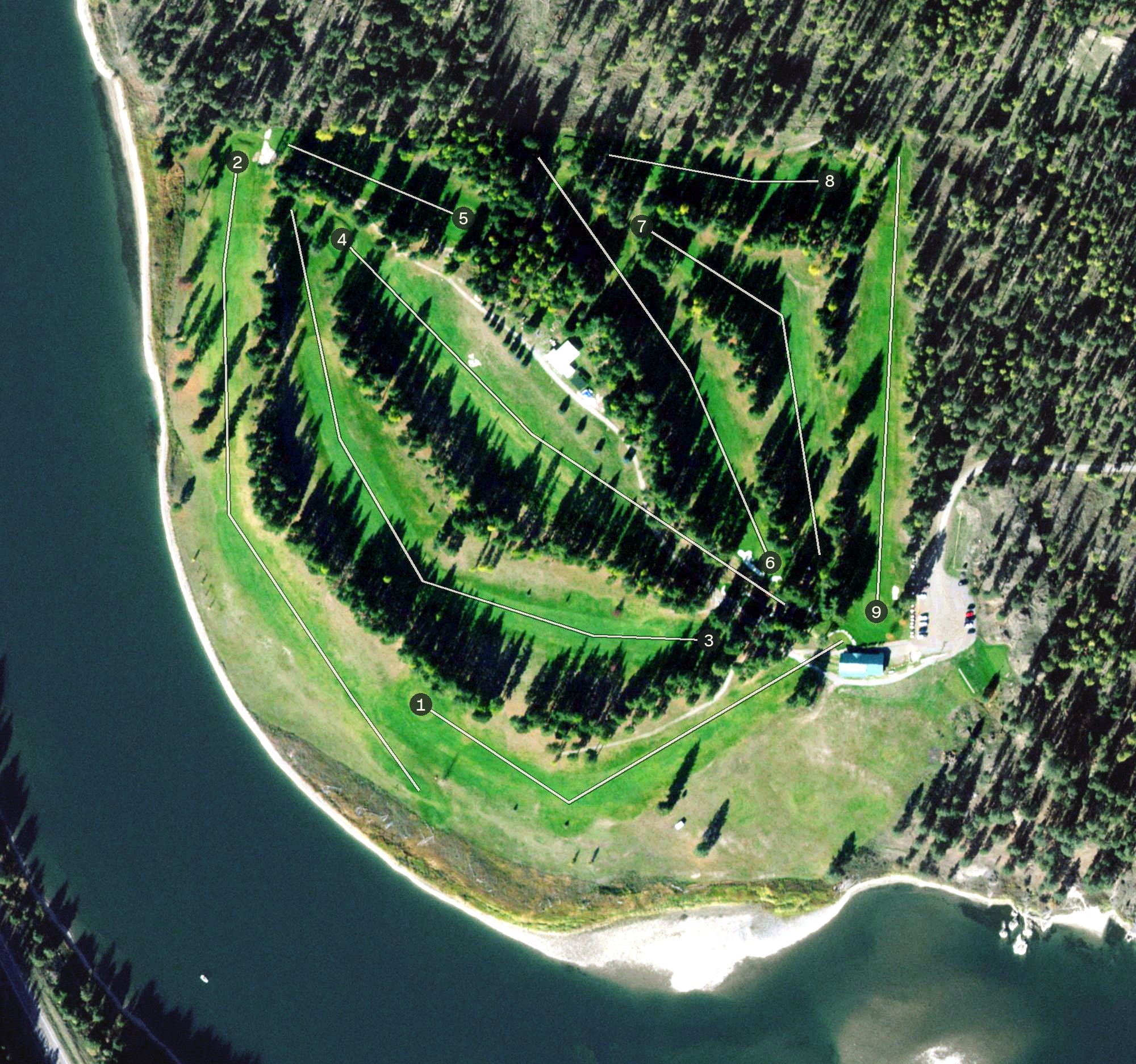 Aerial view of River's Bend Golf Course, MT