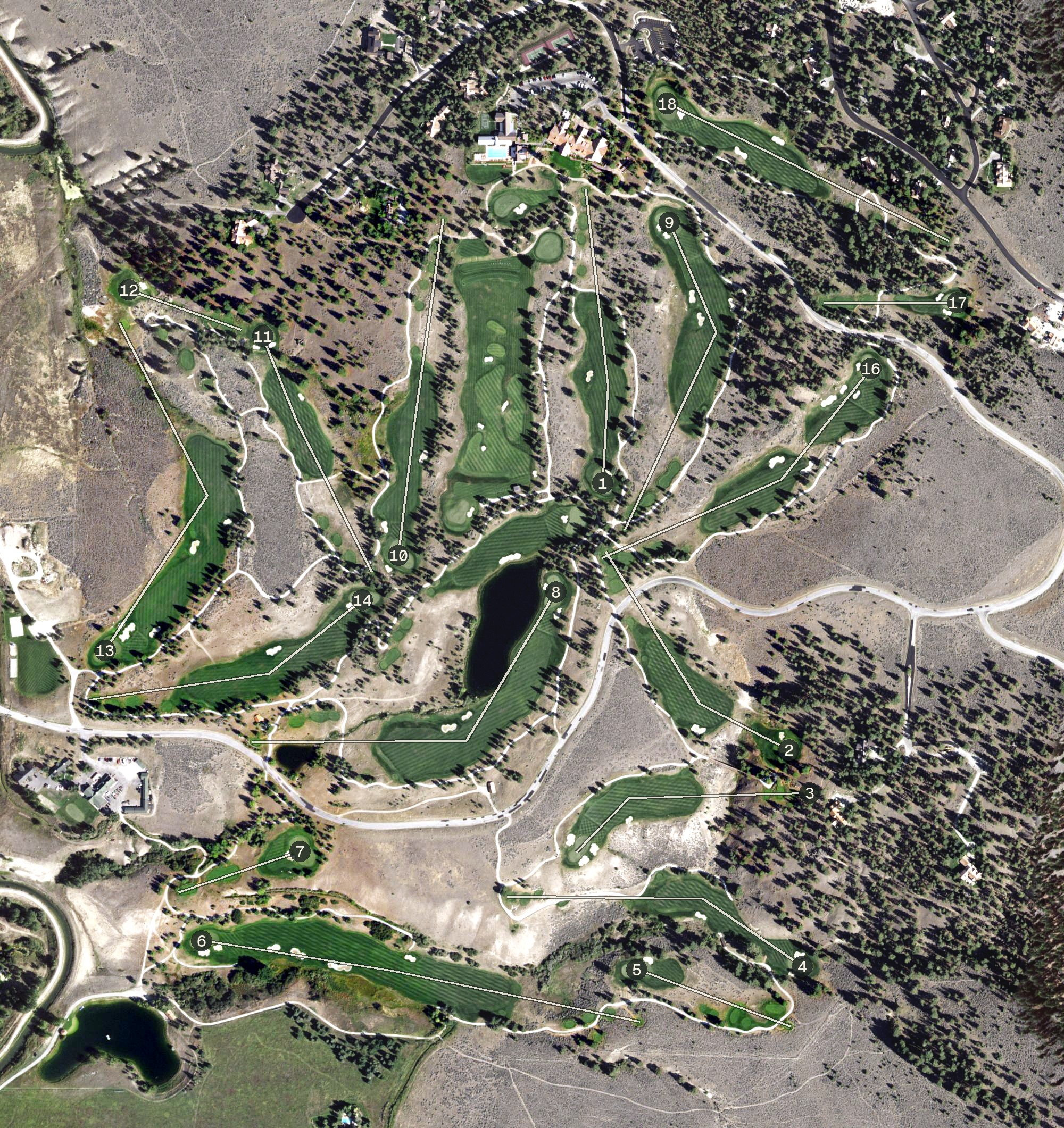 Aerial view of Stock Farm Club, MT