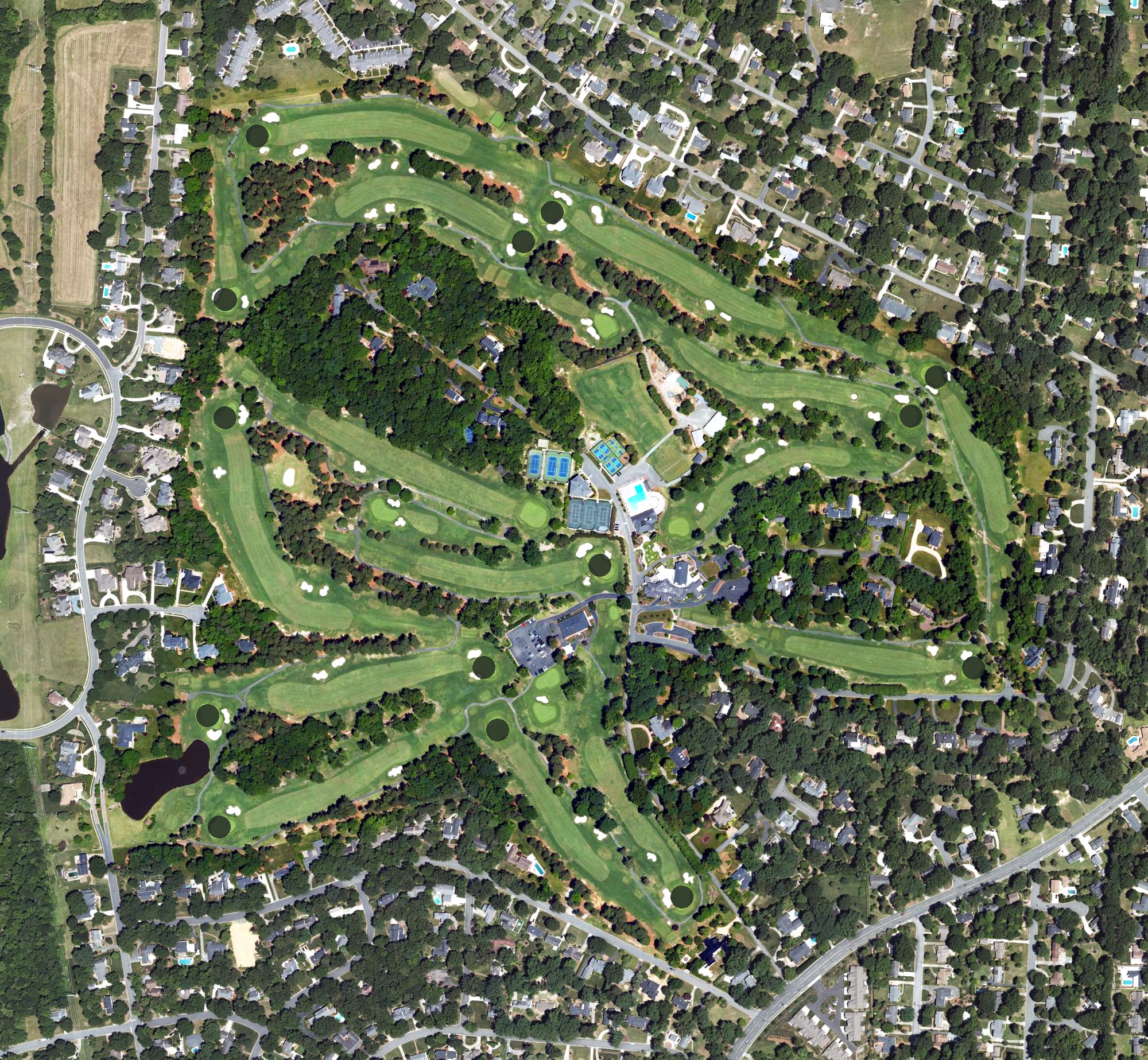 Aerial view of Alamance Country Club, NC