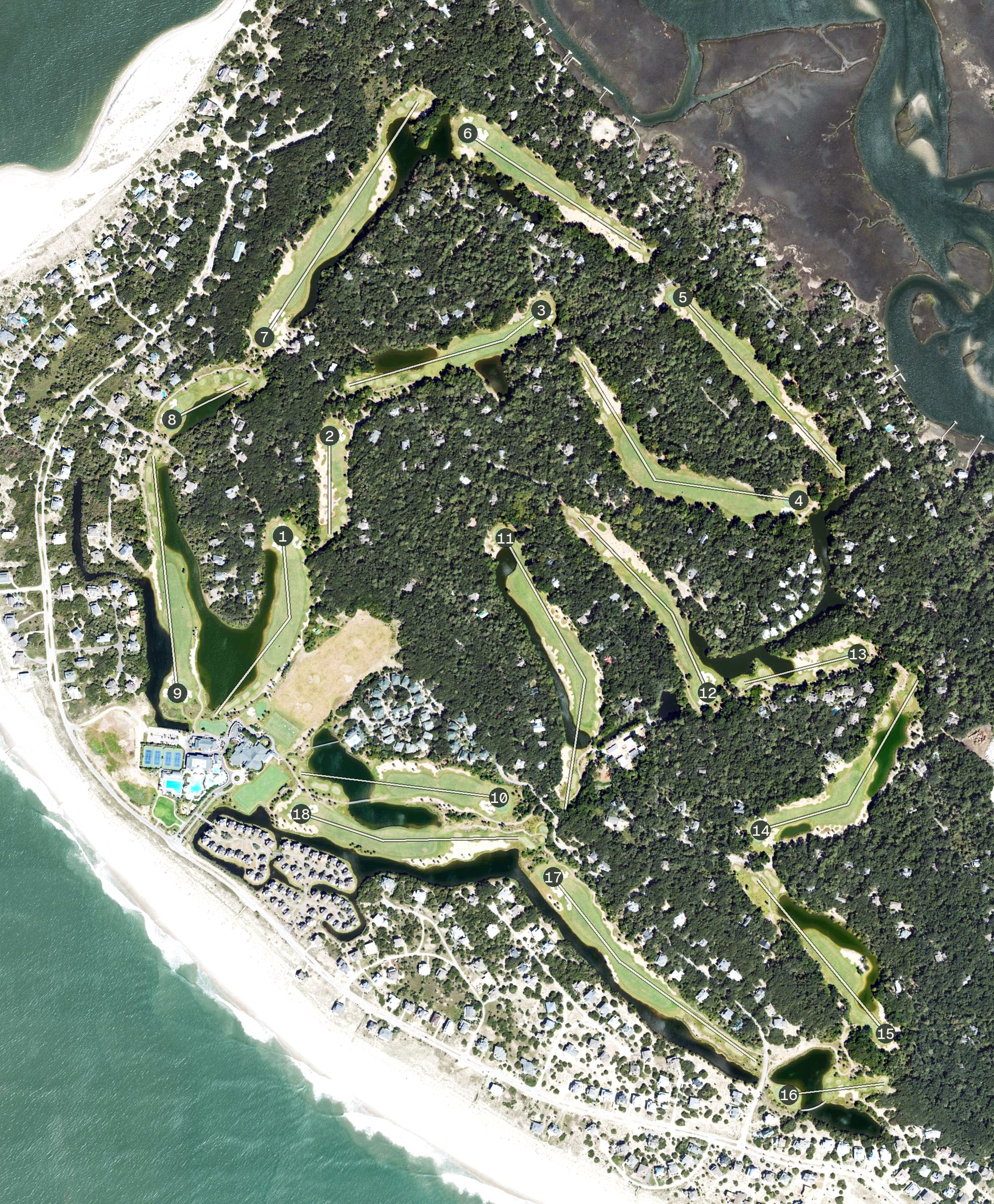 Aerial view of Bald Head Island Country Club, NC