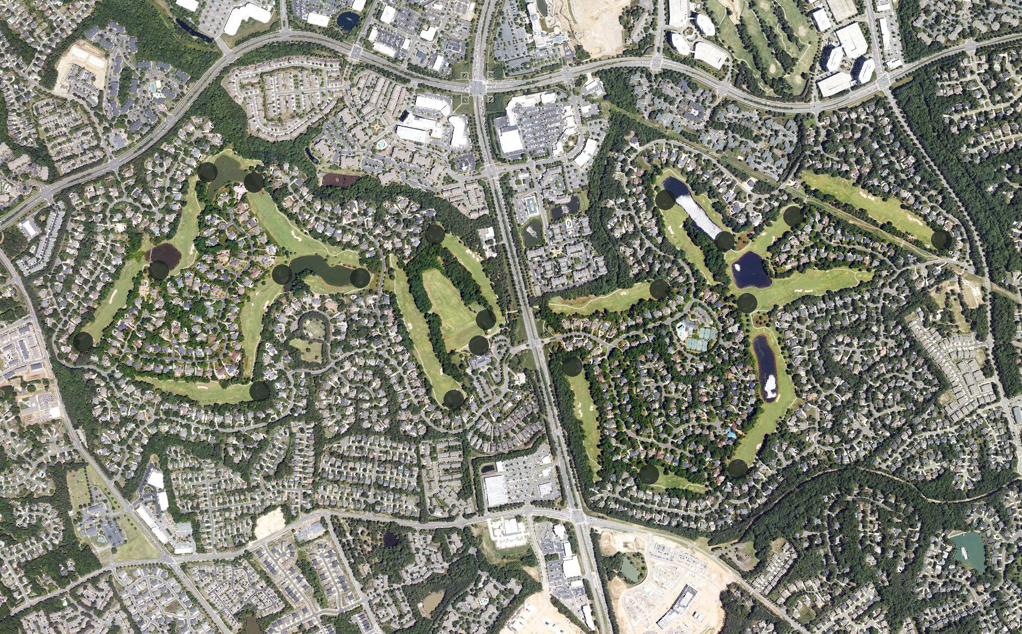 Aerial view of Ballantyne Country Club, NC