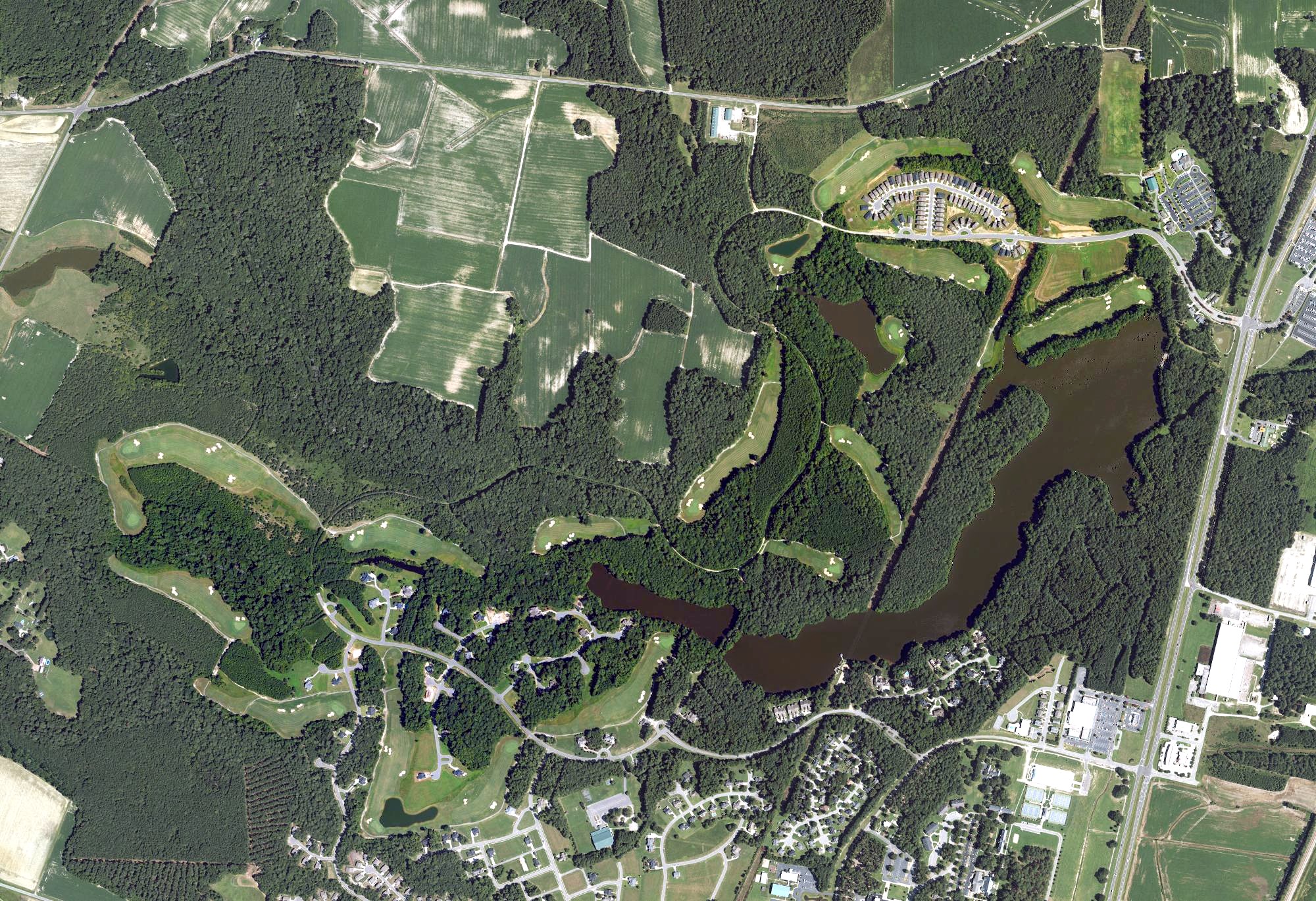 Aerial view of Belmont Lake Golf Club, NC