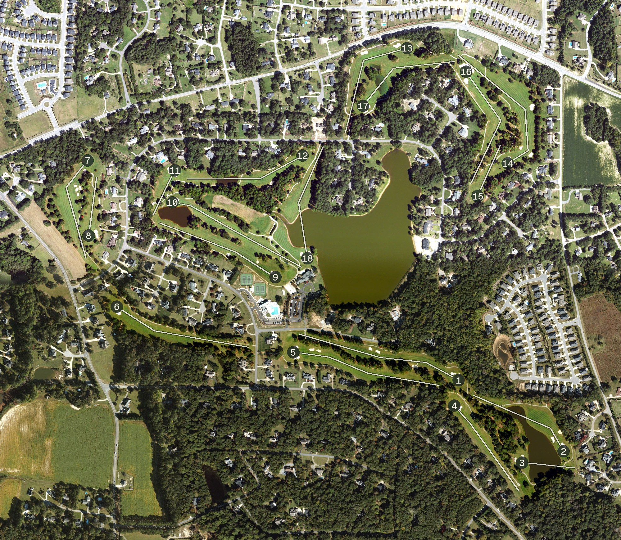 Aerial view of Bentwinds Country Club, NC