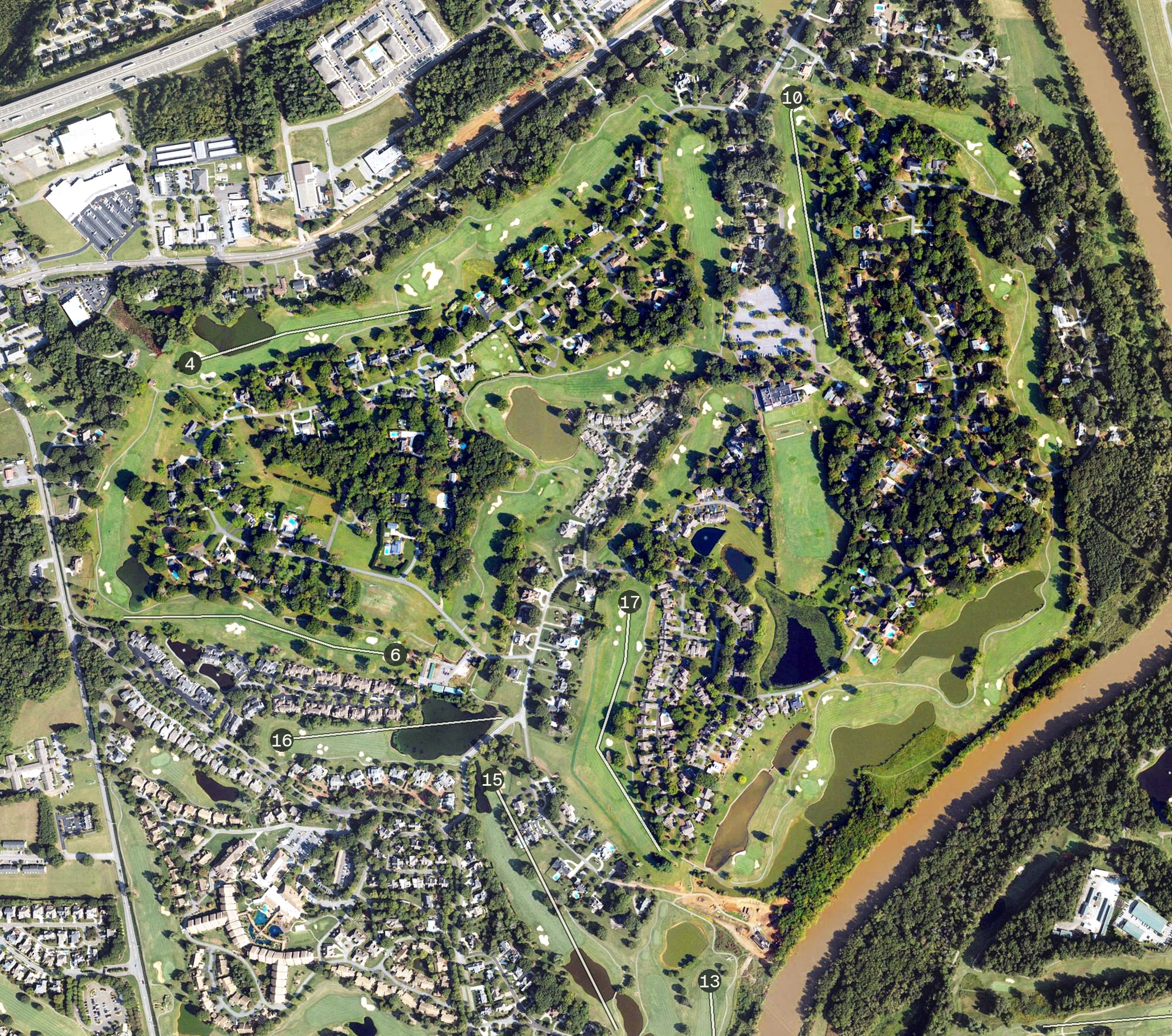 Aerial view of Bermuda Run Country Club, NC
