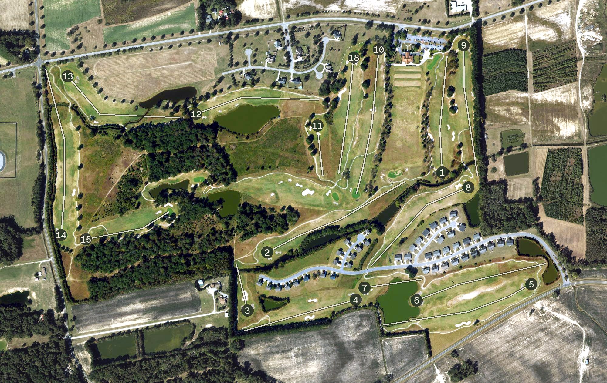 Aerial view of Bradford Creek Public Golf Course, NC