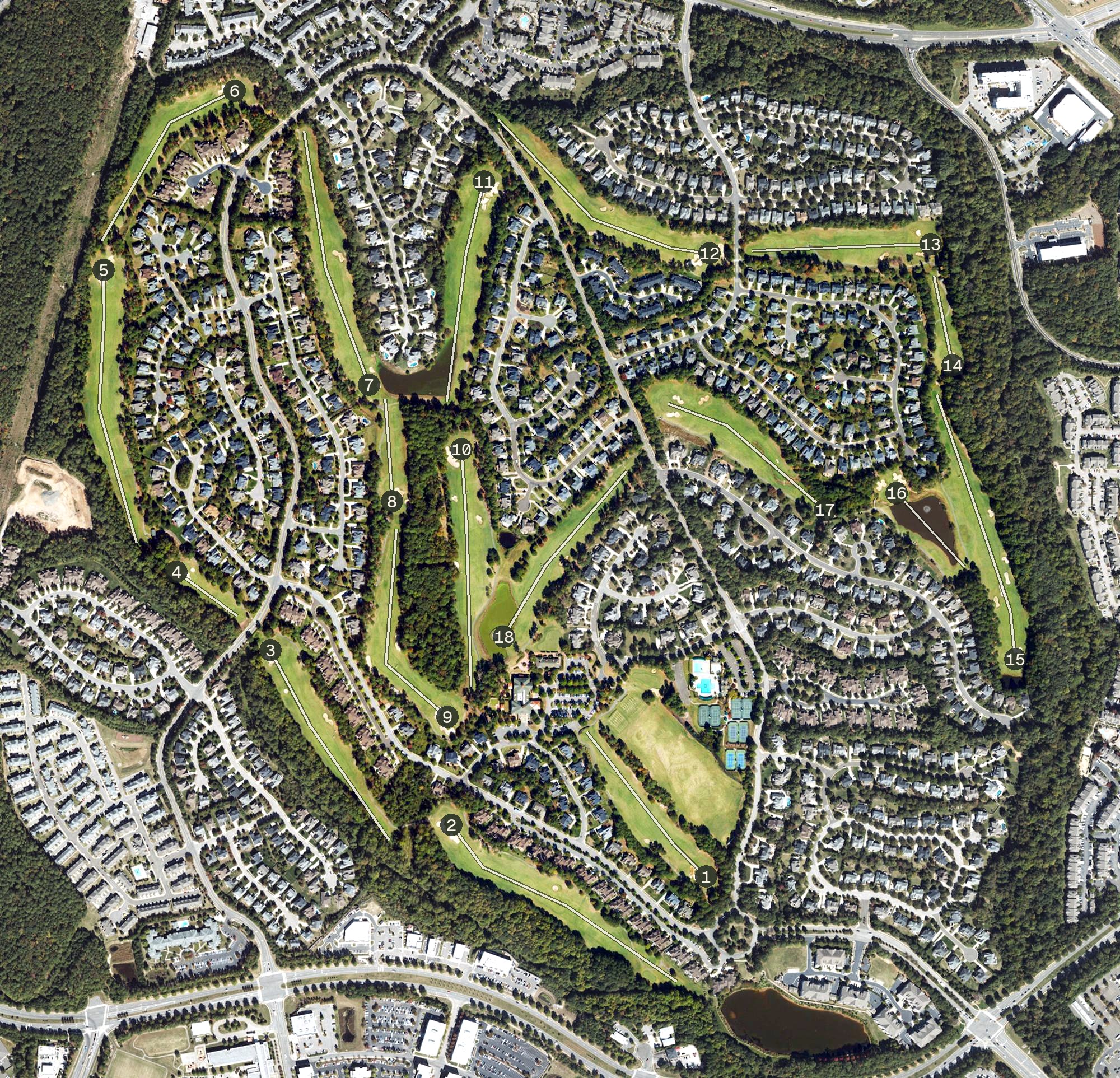 Aerial view of Brier Creek Country Club, NC