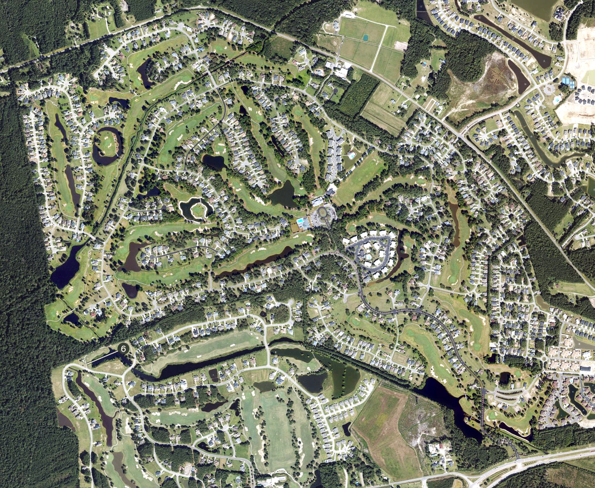 Aerial view of Brunswick Plantation & Golf Resort, NC