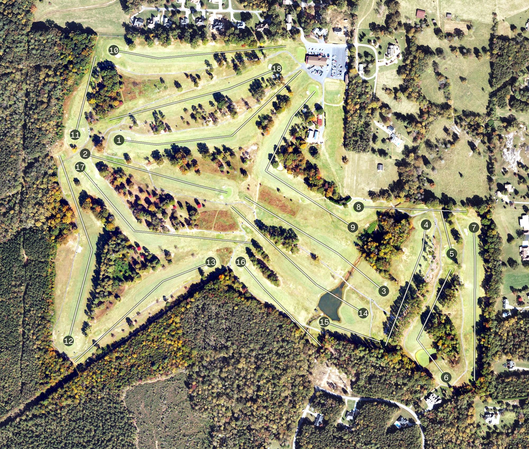 Aerial view of Bushy Mountain Golf Club, NC