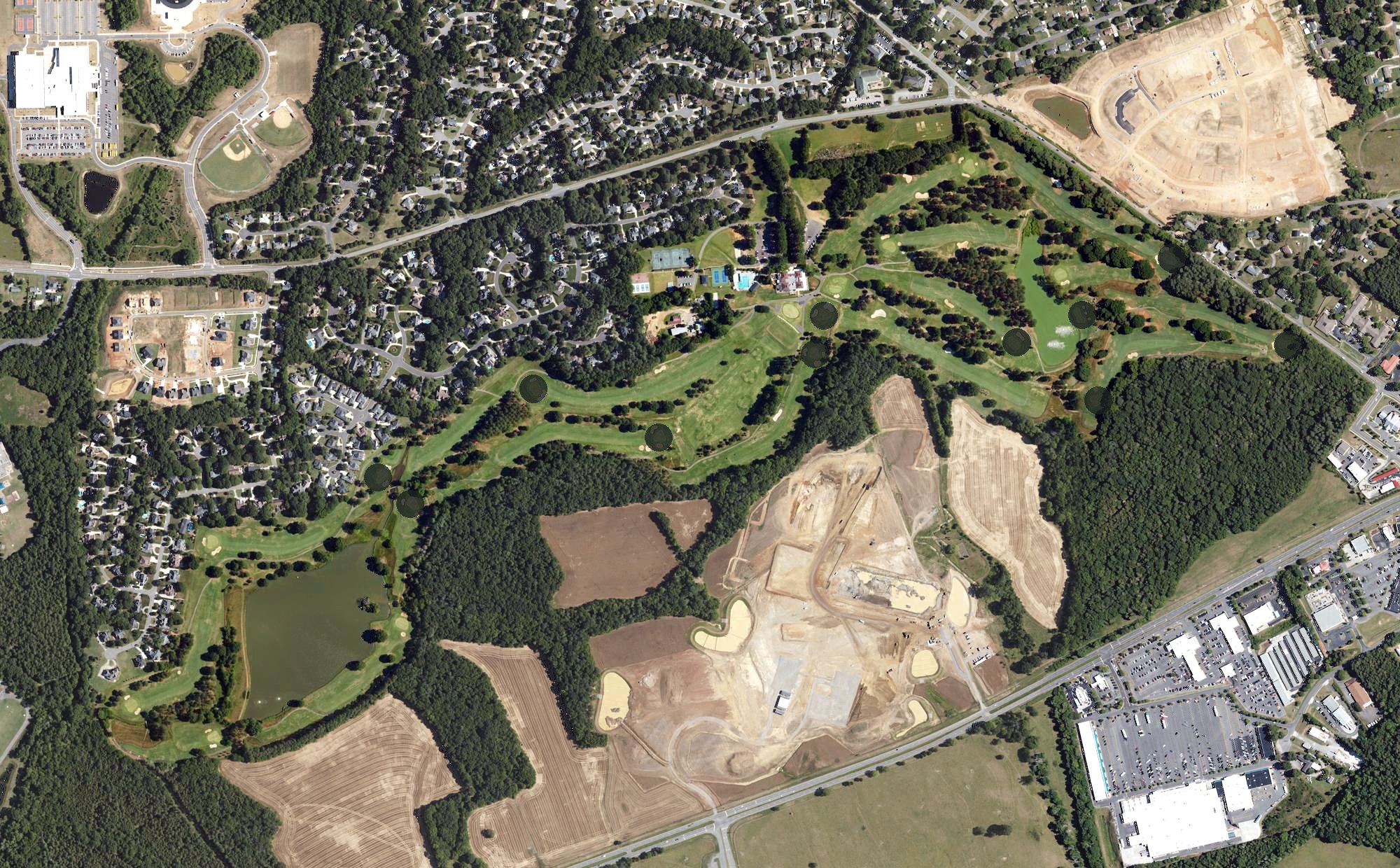 Aerial view of Cabarrus Country Club, NC