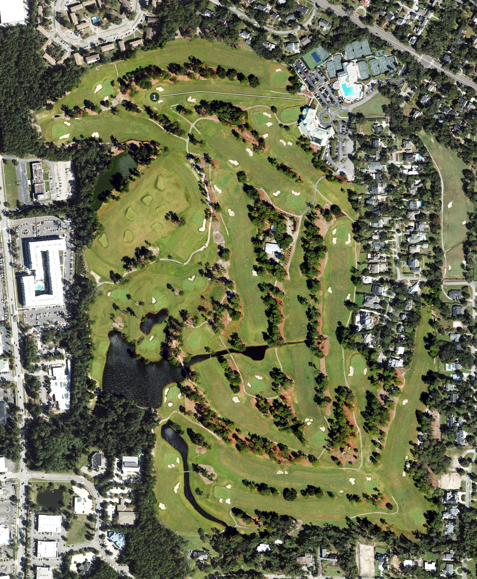 Aerial view of Cape Fear Country Club Golf Course, NC