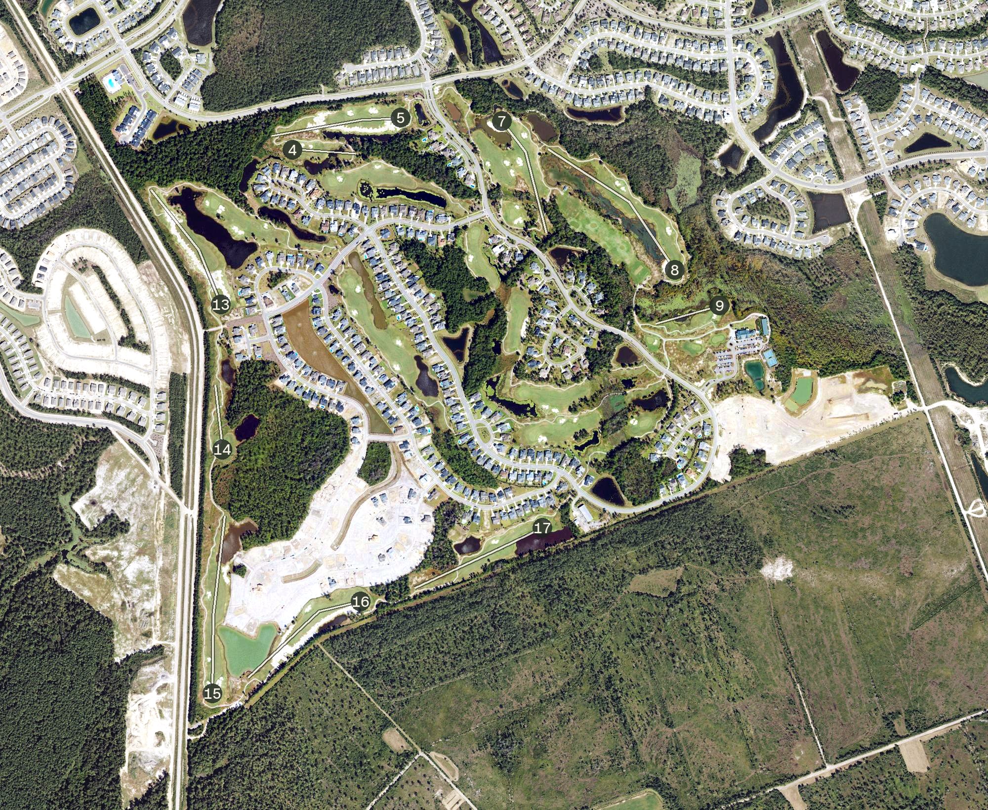 Aerial view of Cape Fear National at Brunswick Forest, NC