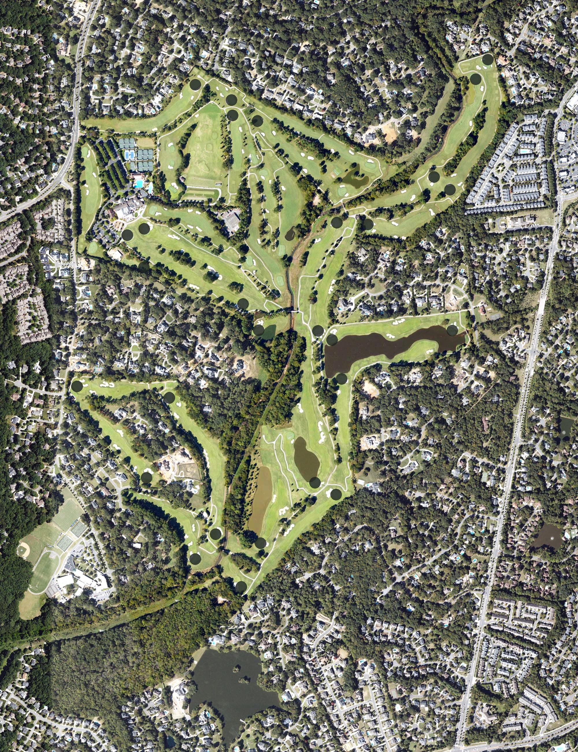 Aerial view of Carmel Country Club, NC