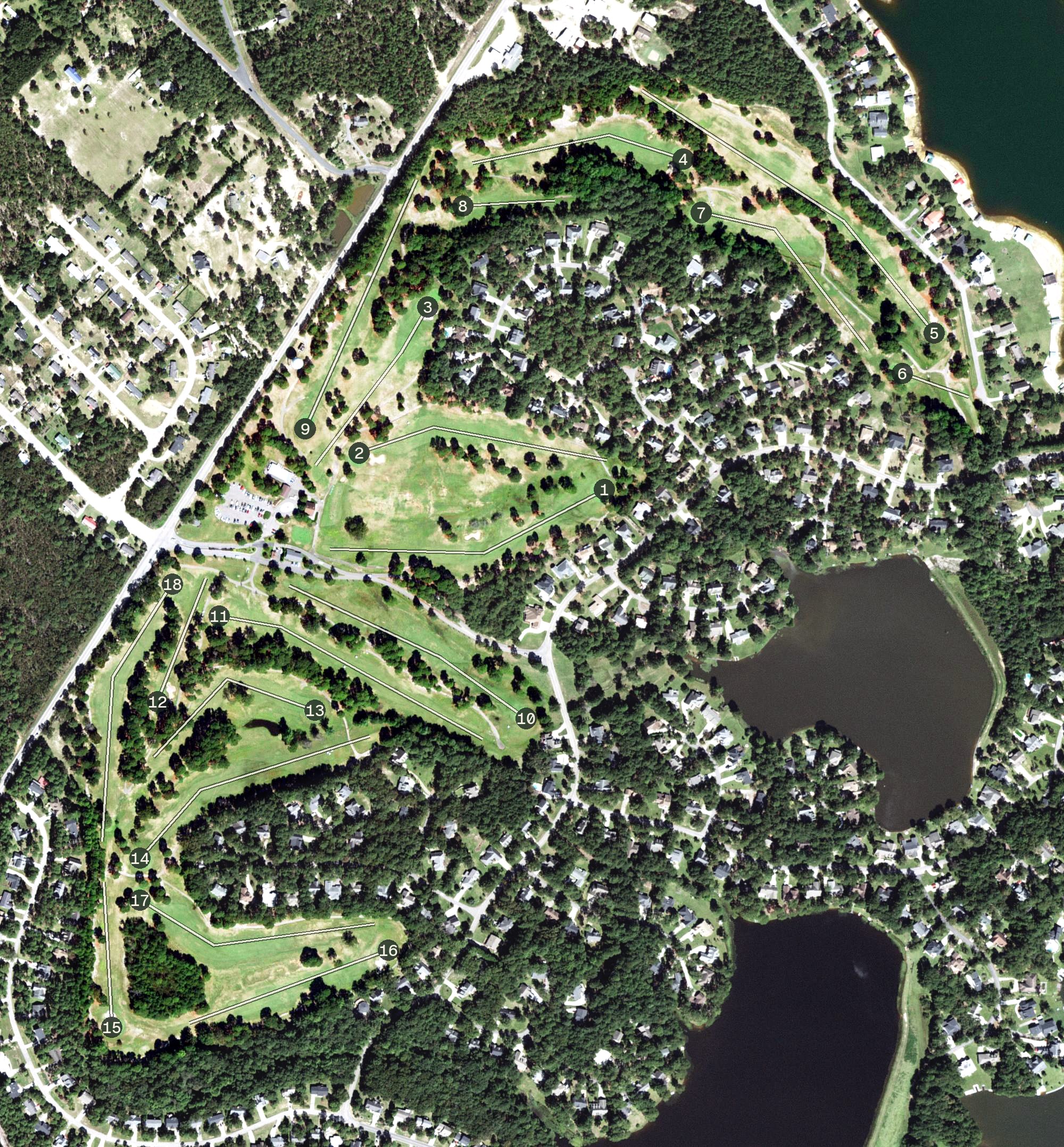 Aerial view of Carolina Lakes Golf Club, NC