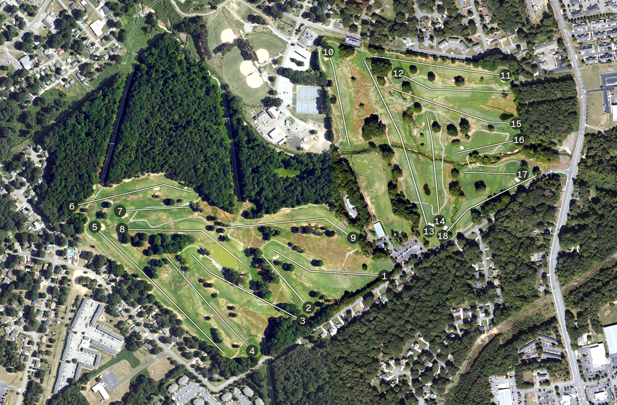 Aerial view of Catawba Creek Golf Course, NC