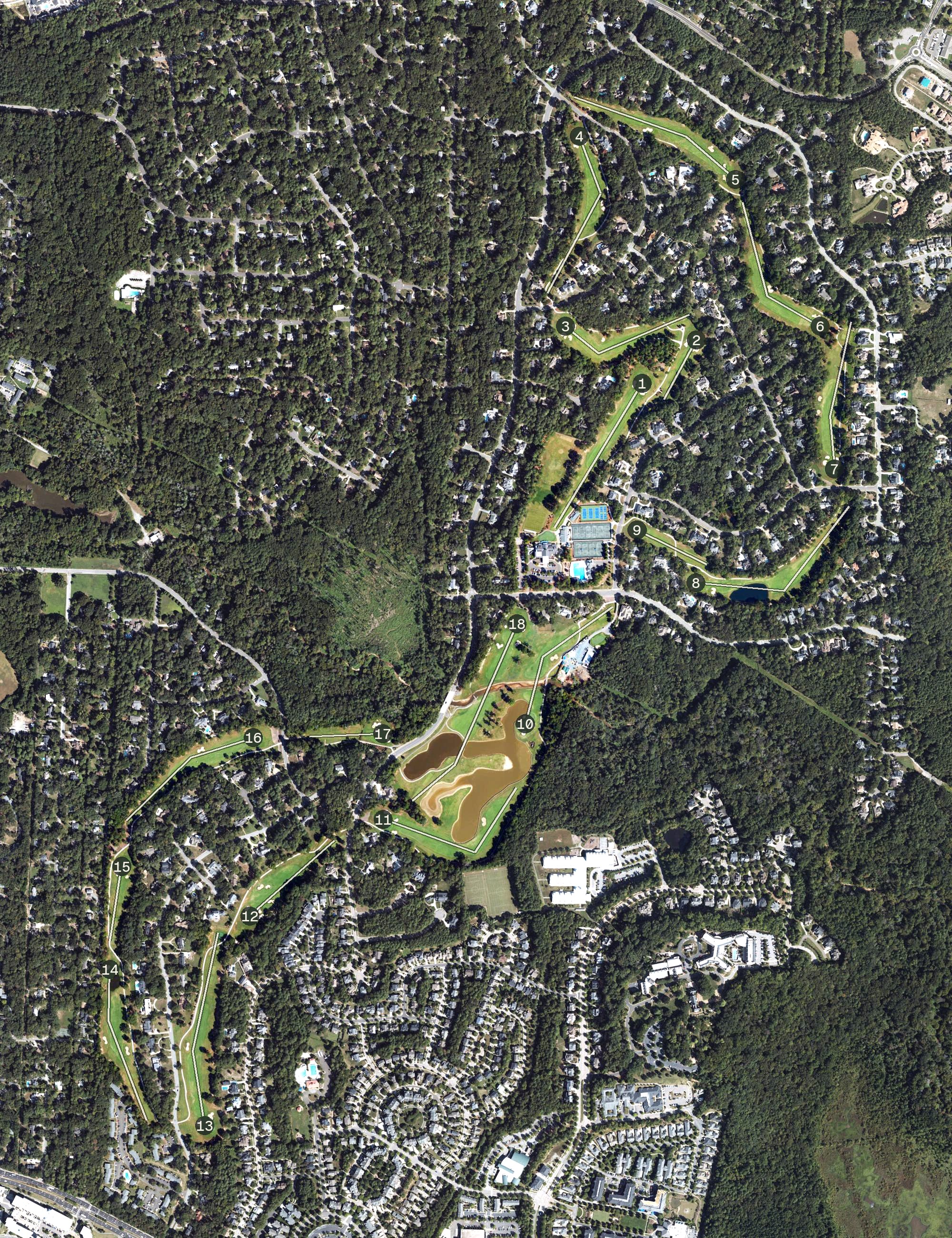 Aerial view of Chapel Hill Country Club, NC