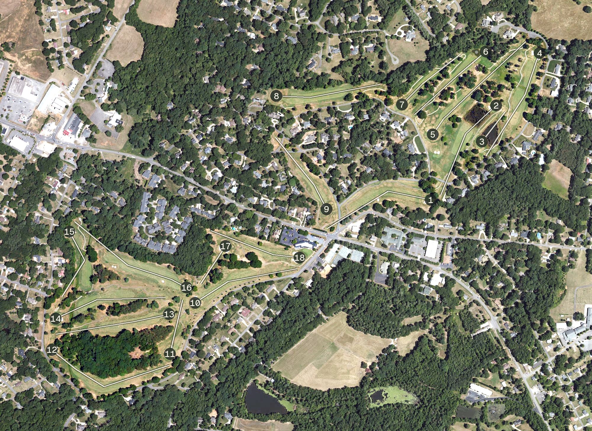 Aerial view of Cleveland Country Club, NC
