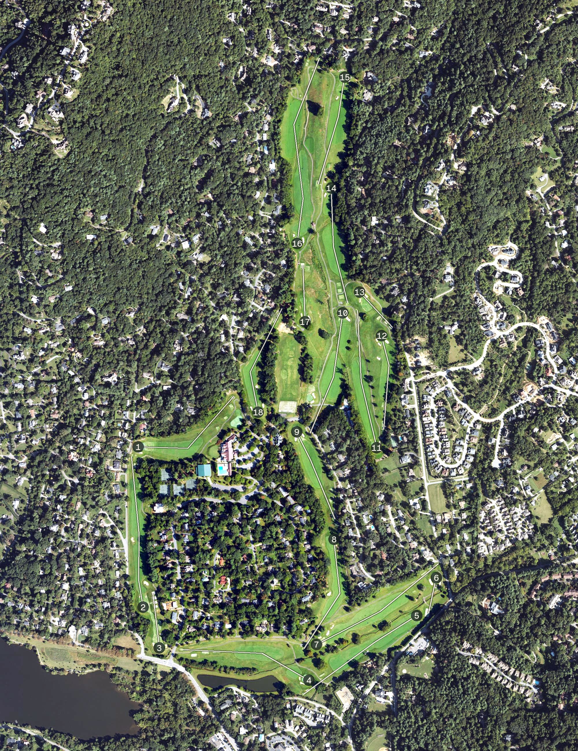 Aerial view of Country Club of Asheville, NC