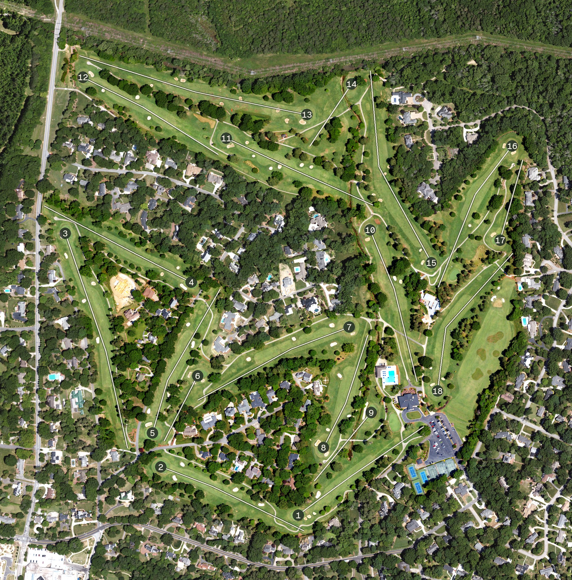 Aerial view of Country Club of Salisbury, NC