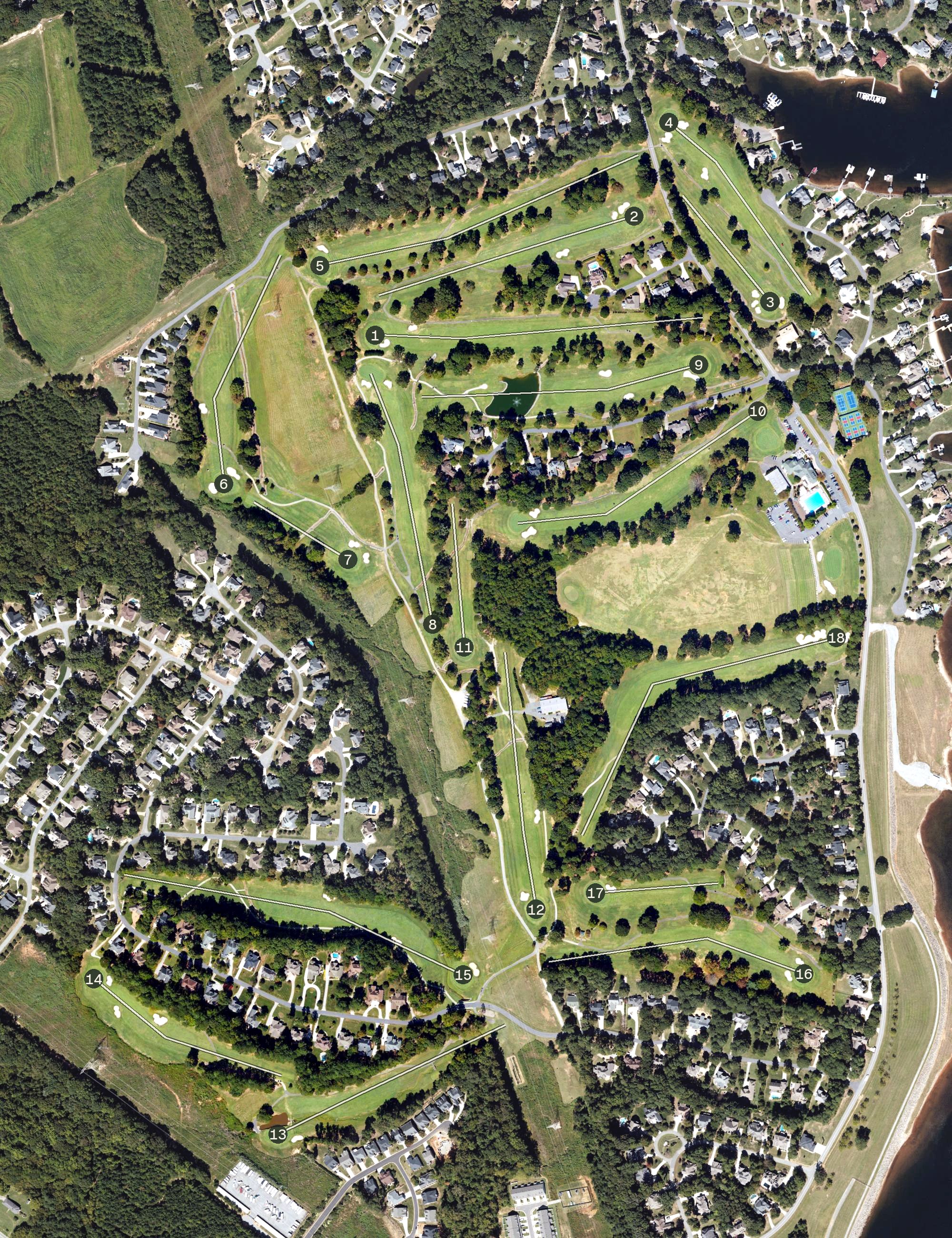 Aerial view of Cowan's Ford Golf Club, NC