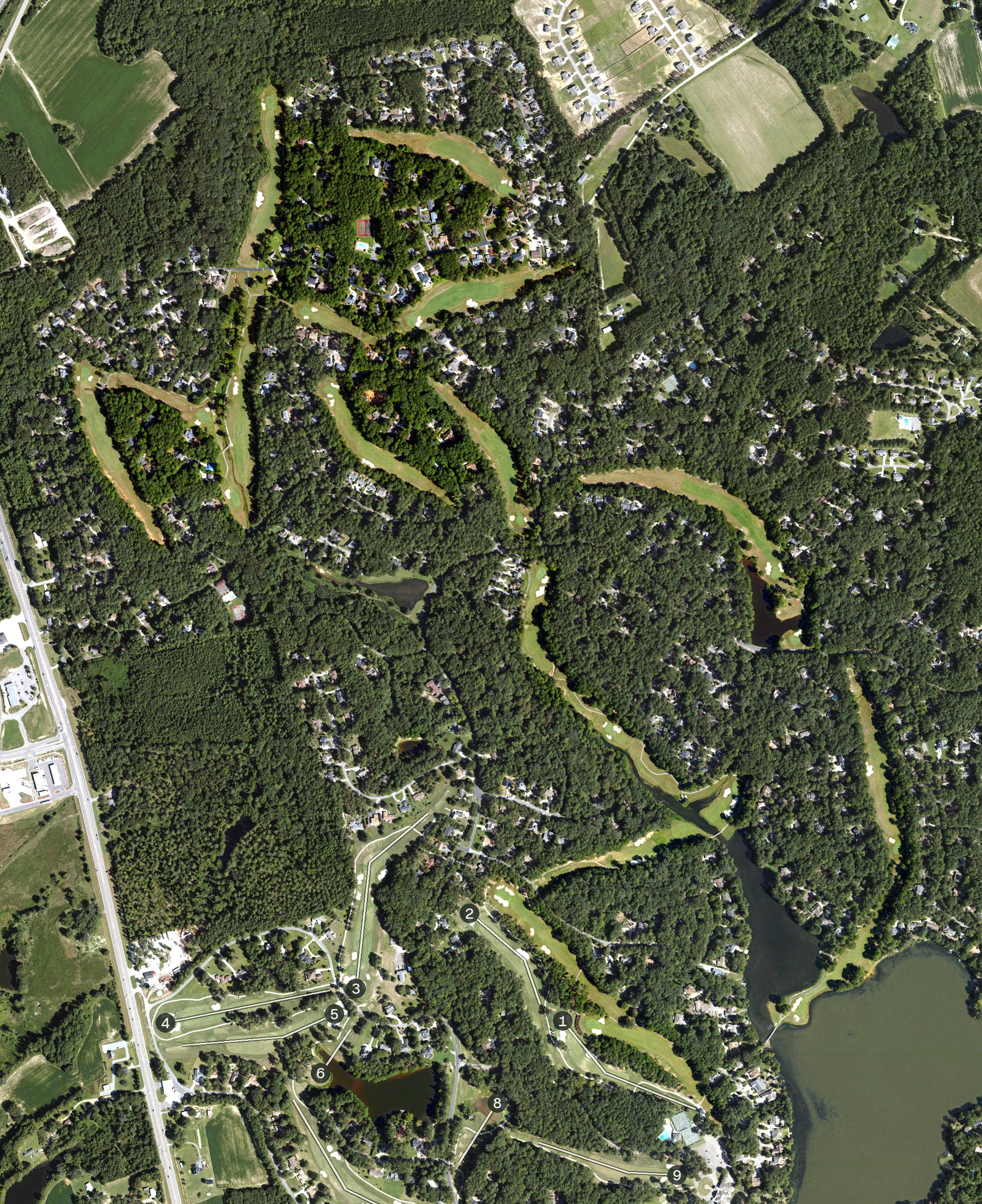 Aerial view of Creek Course, NC