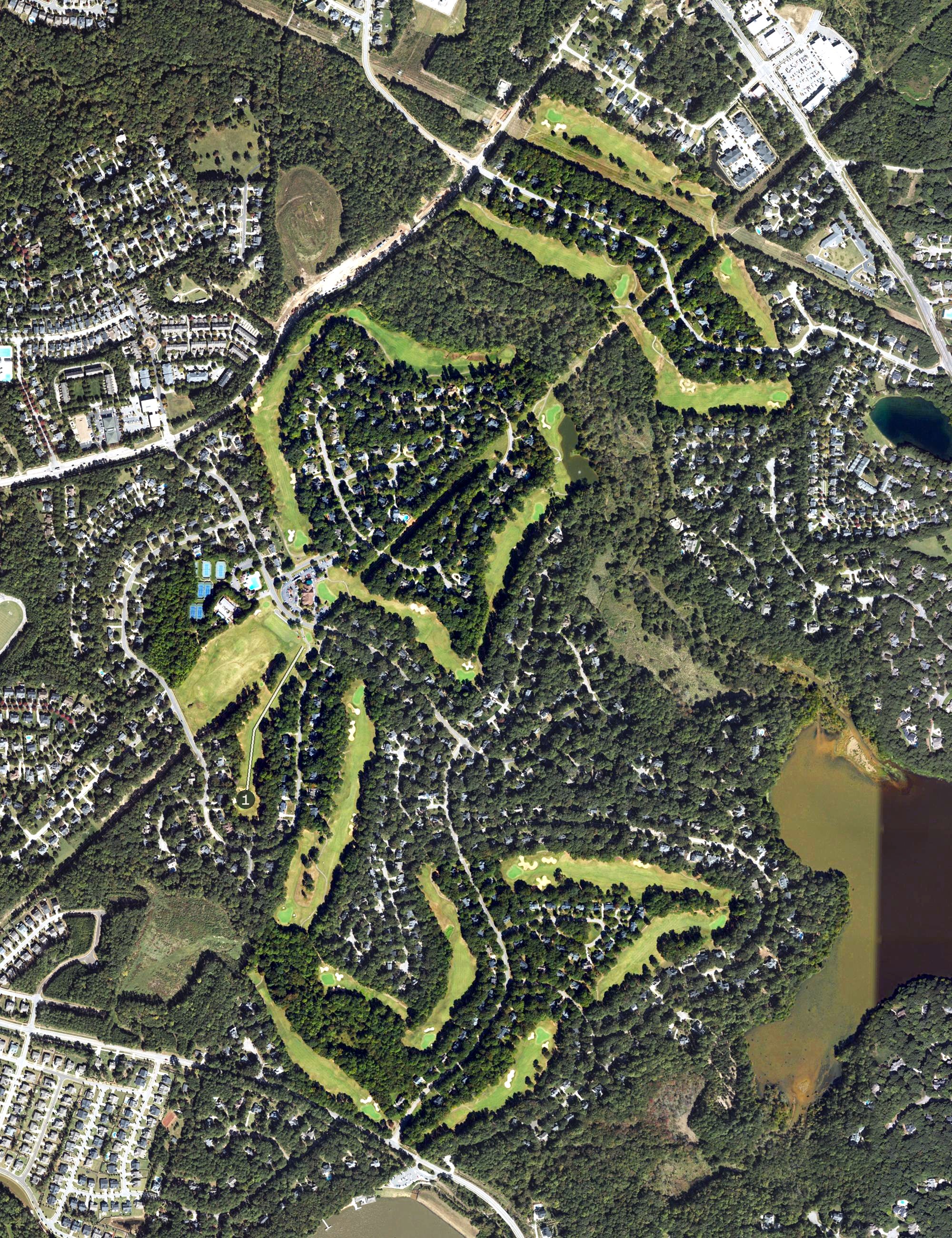 Aerial view of Devils Ridge Golf Club, NC