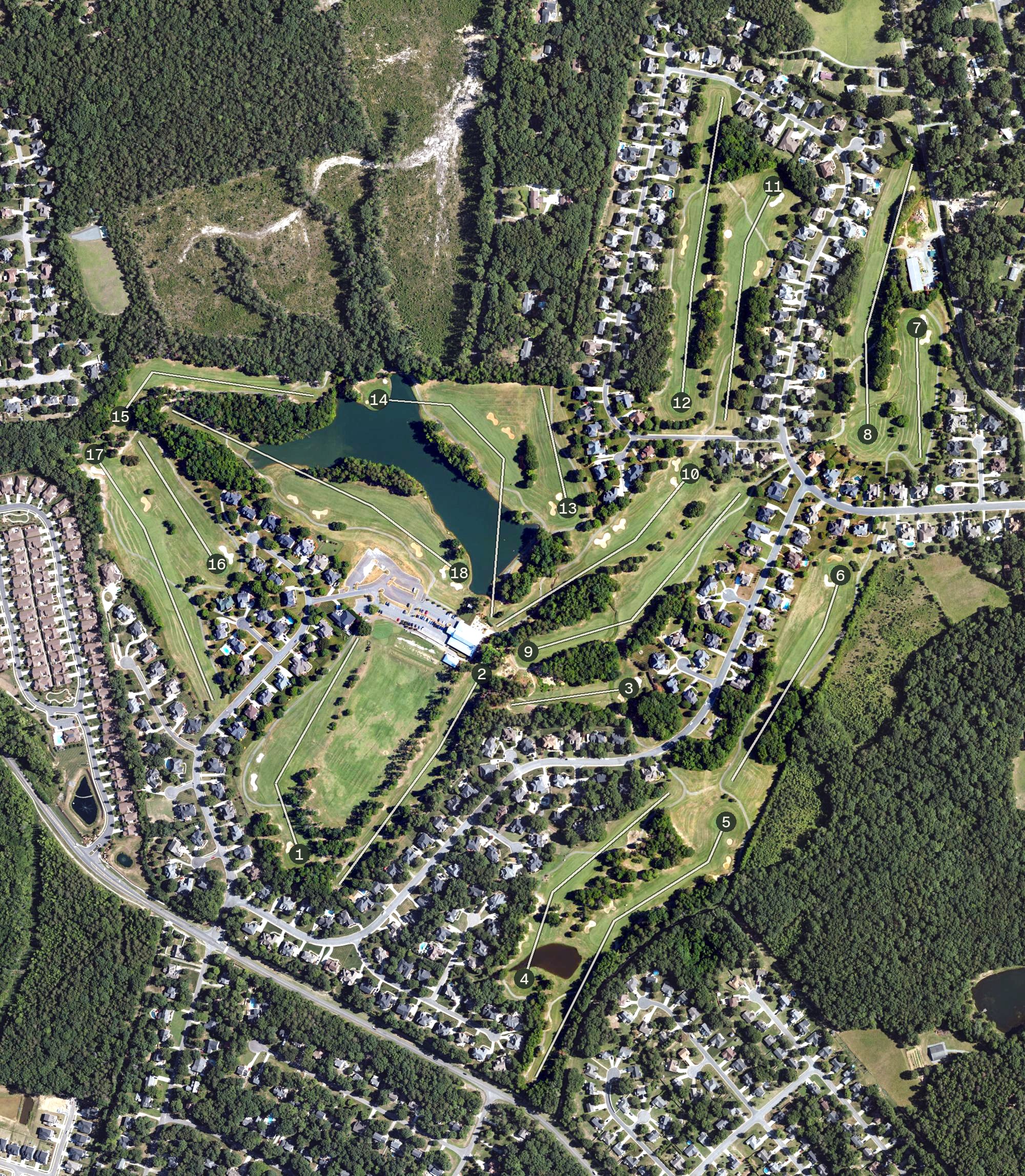 Aerial view of Emerald Lake Golf Club, NC
