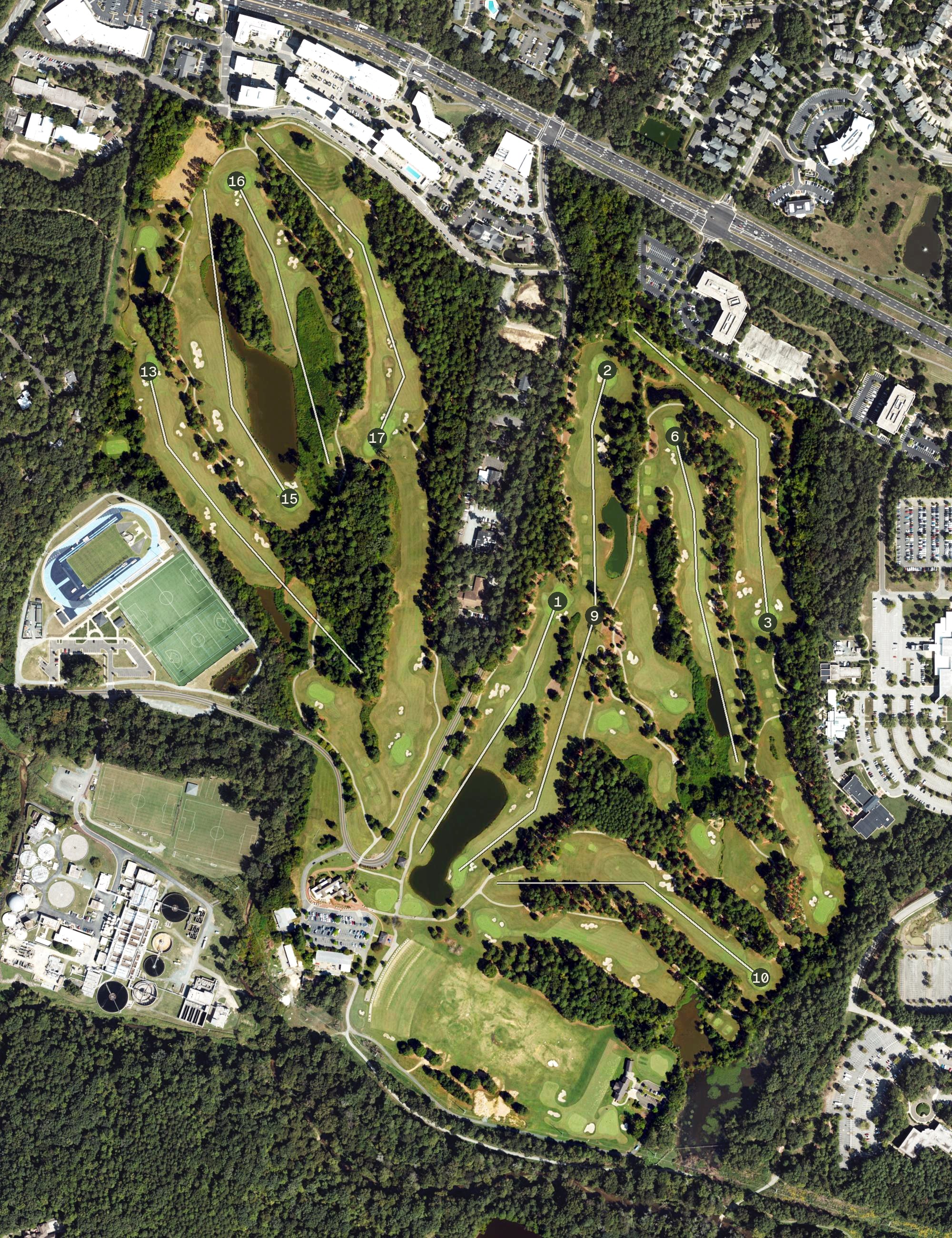 Aerial view of Finley Golf Course, NC