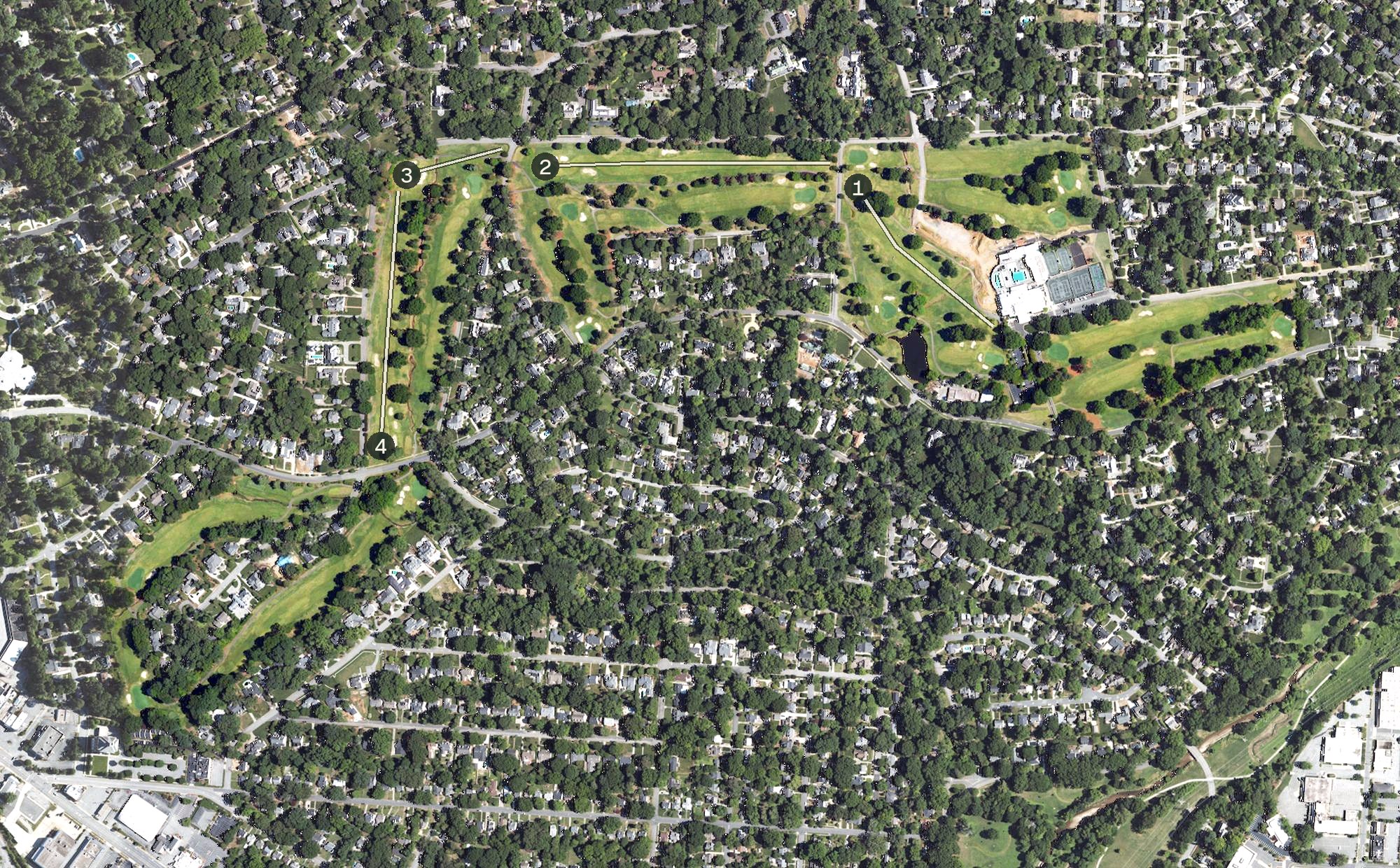 Aerial view of Greensboro Country Club Irving Park Golf Course, NC