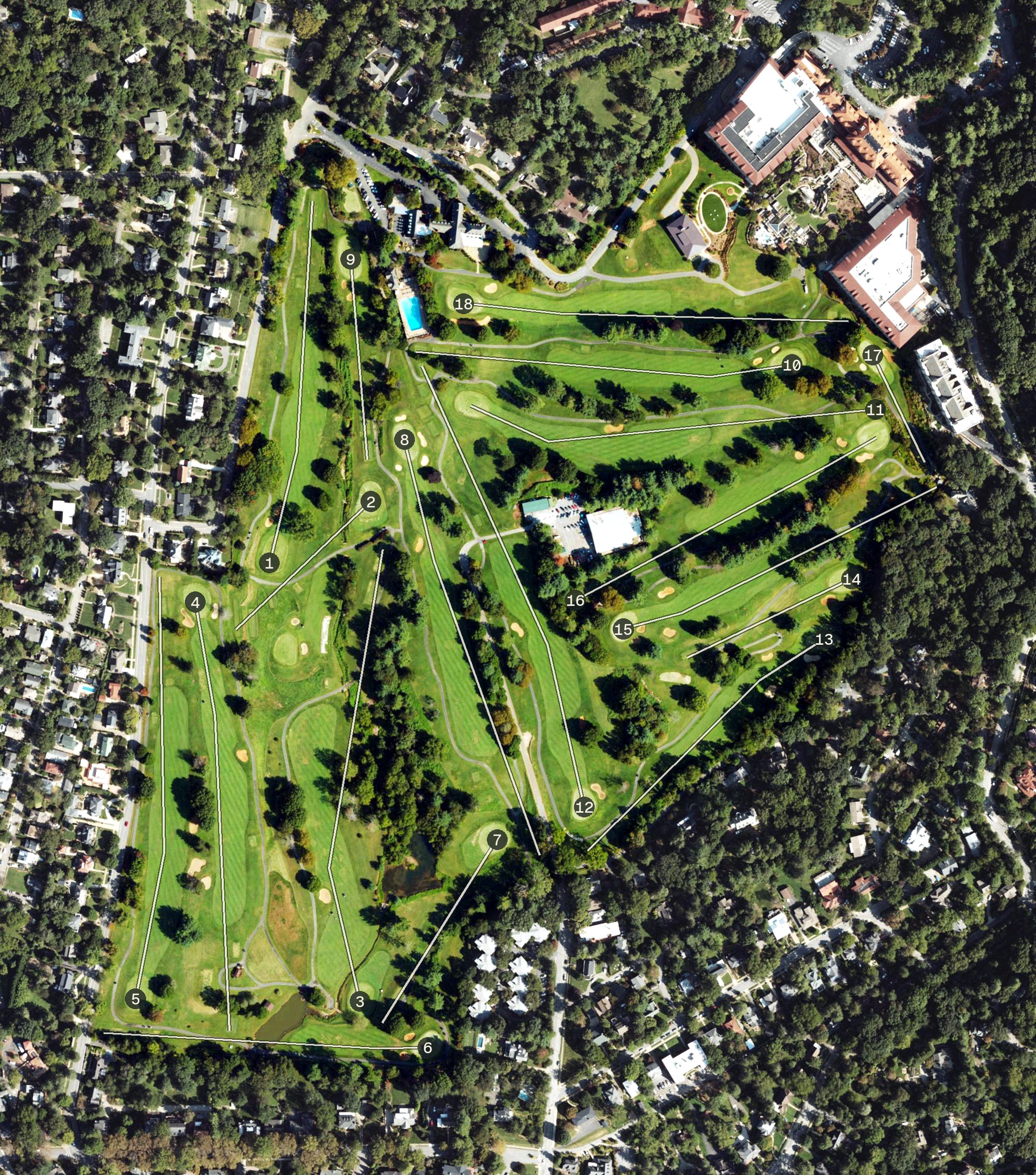 Aerial view of Grove Park Country Club, NC