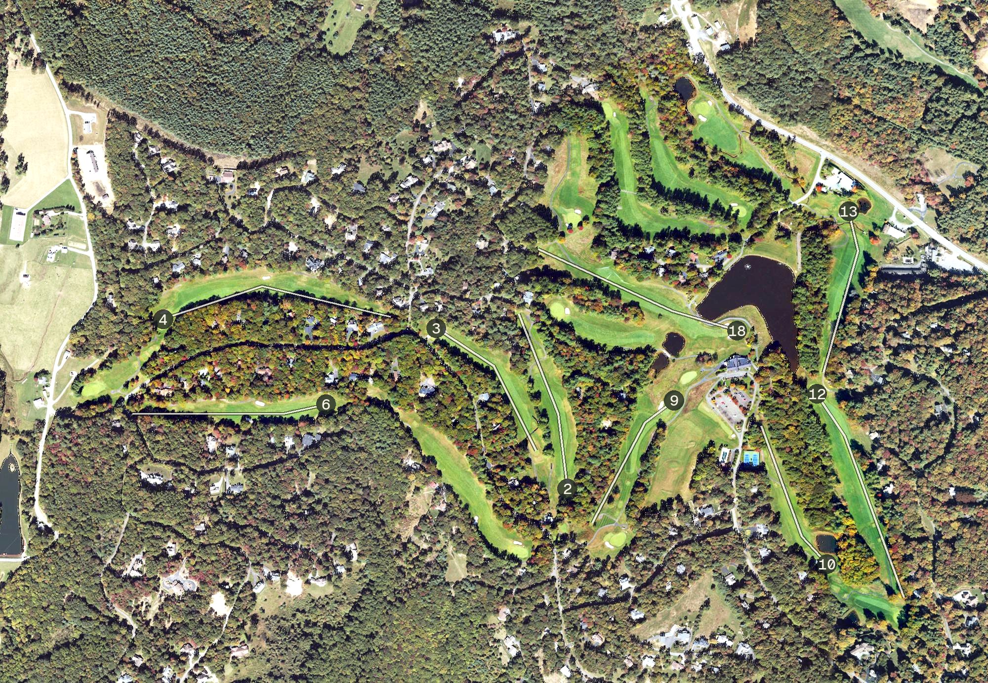 Aerial view of High Meadows Golf & Country Club, NC