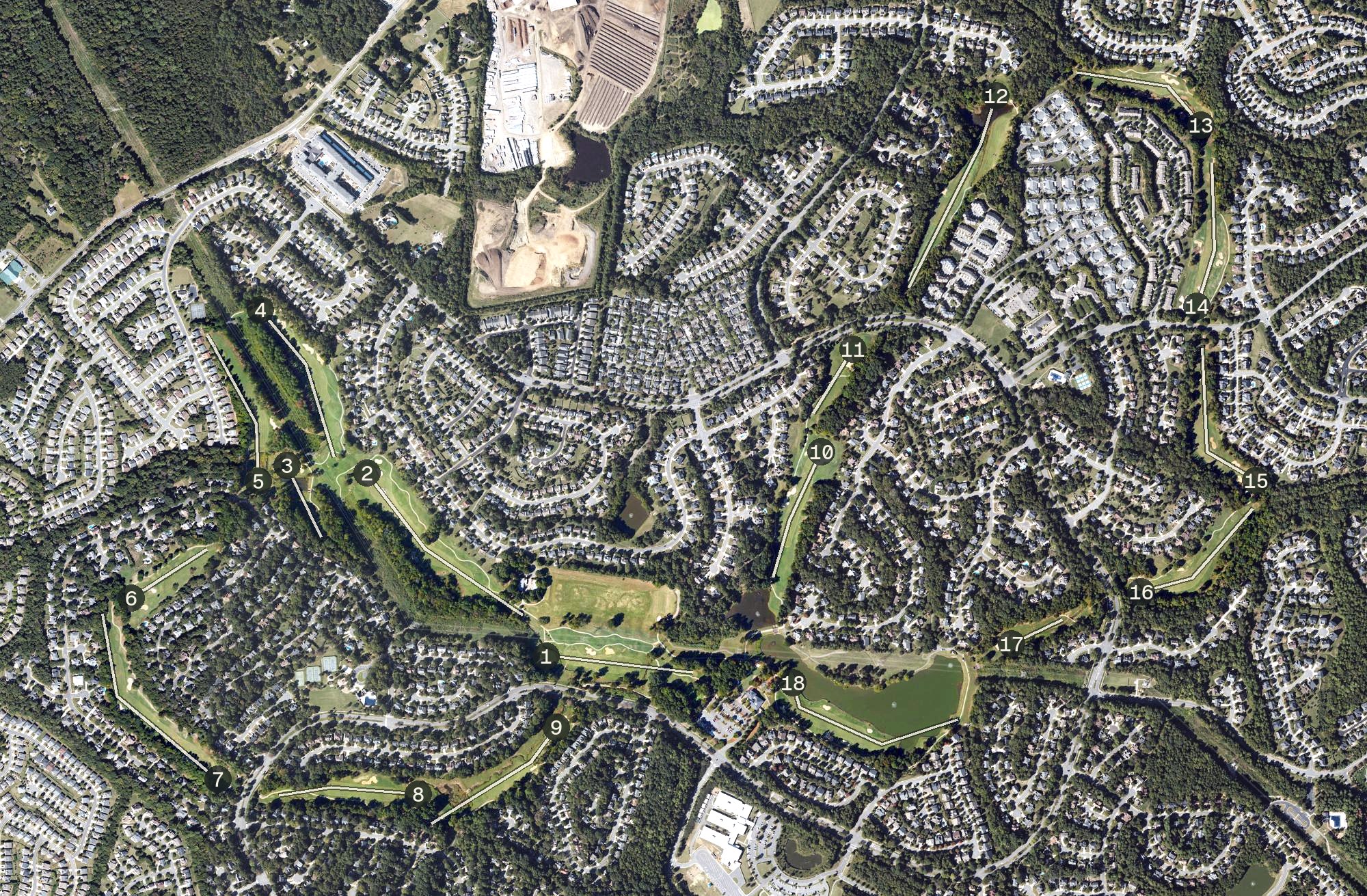 Aerial view of Highland Creek Golf Club, NC
