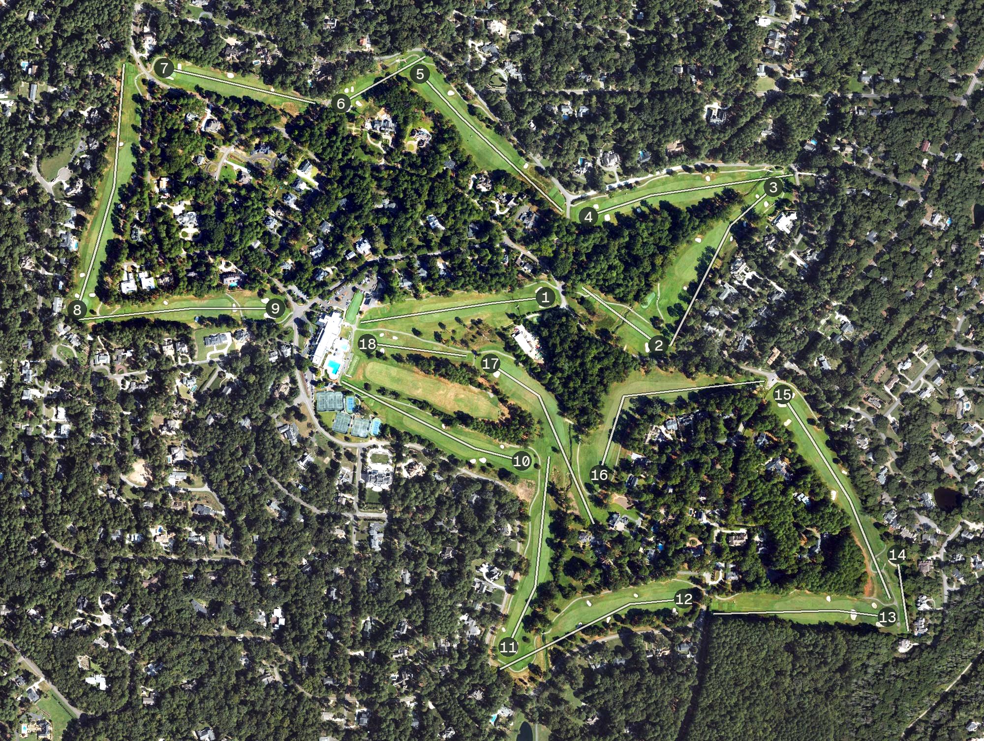 Aerial view of Hope Valley Country Club, NC