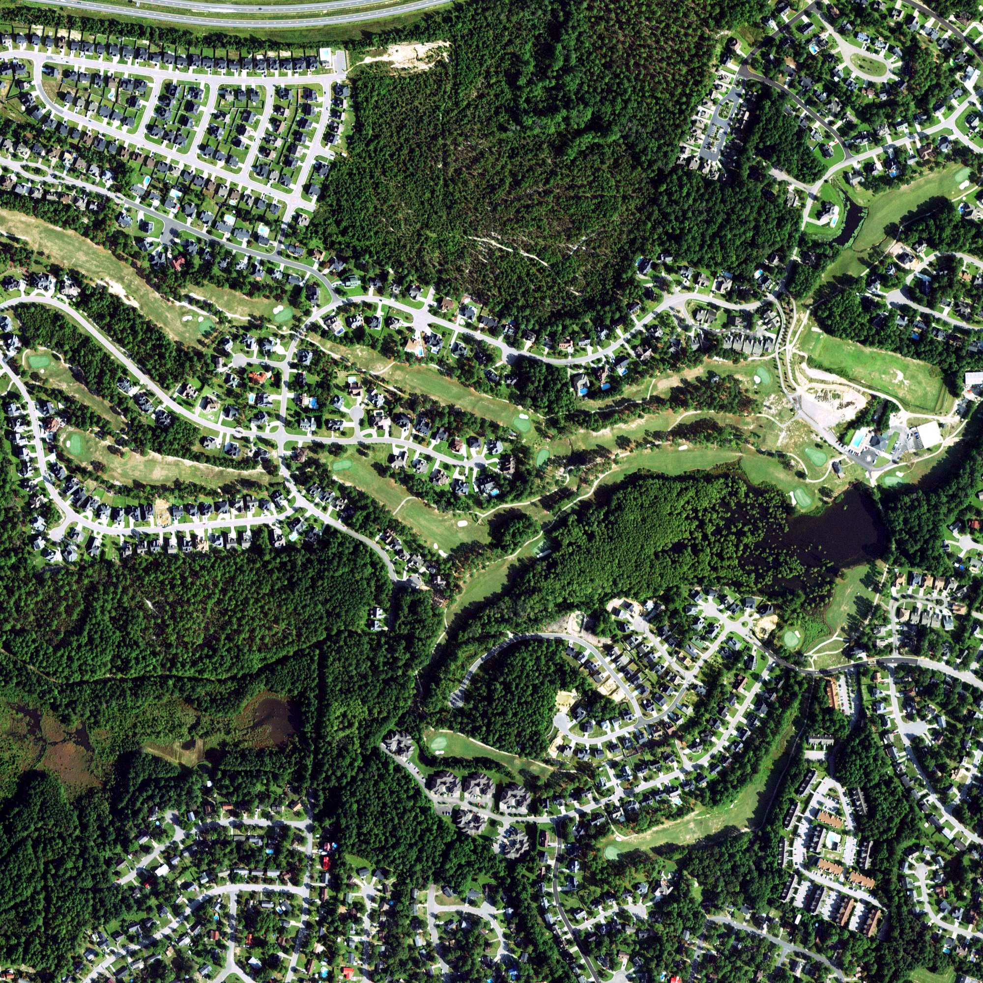 Aerial view of King's Grant Golf and Country Club, NC