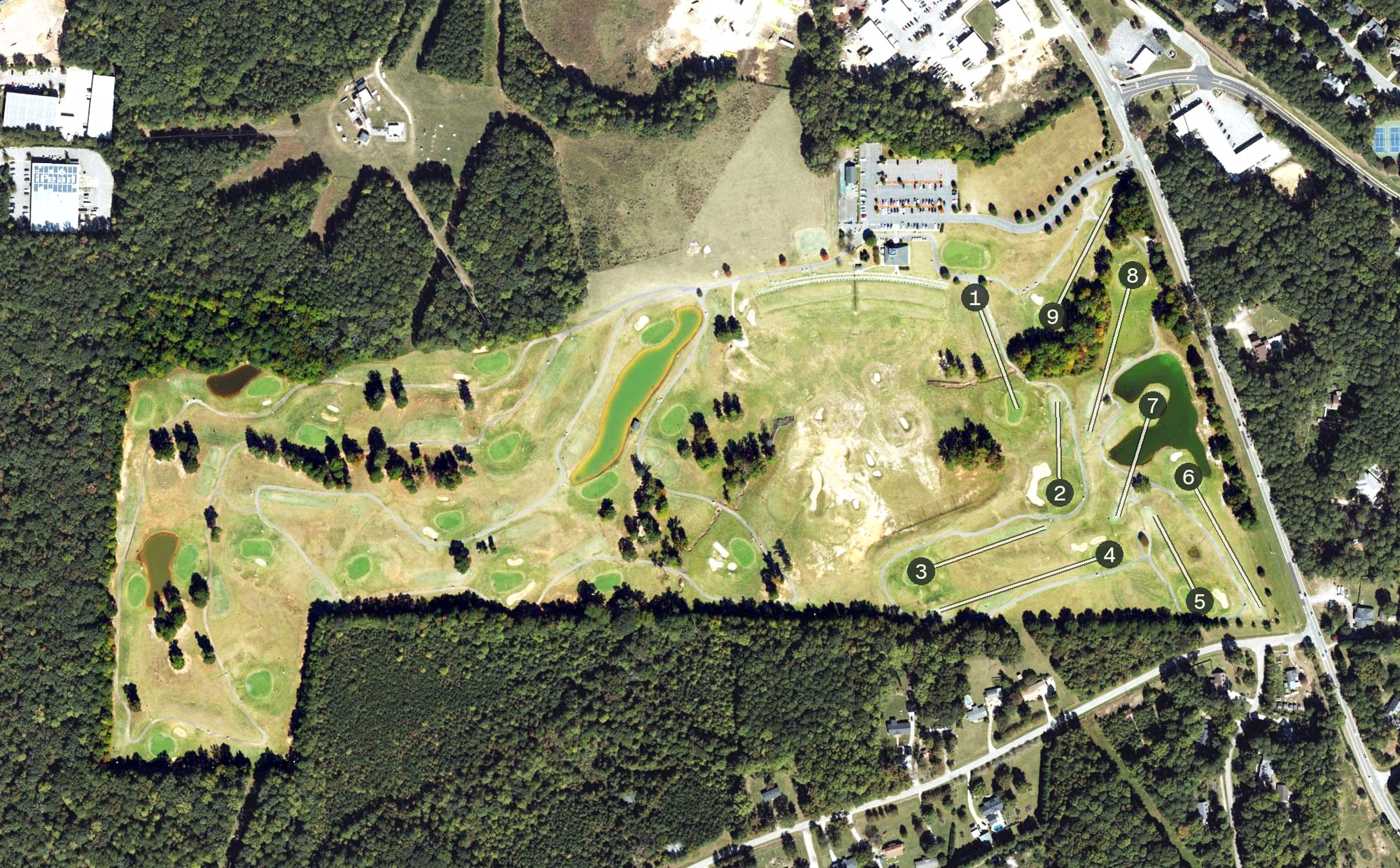 Aerial view of Knight's Play Golf Center, NC