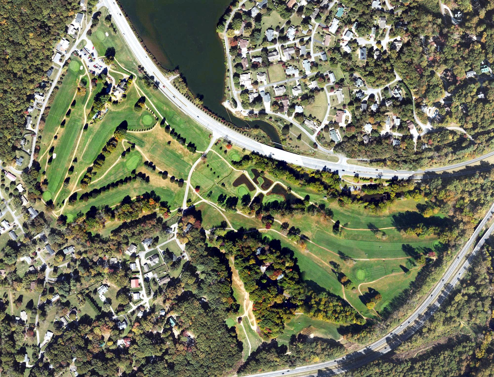 Aerial view of Lake Junaluska Golf Course, NC