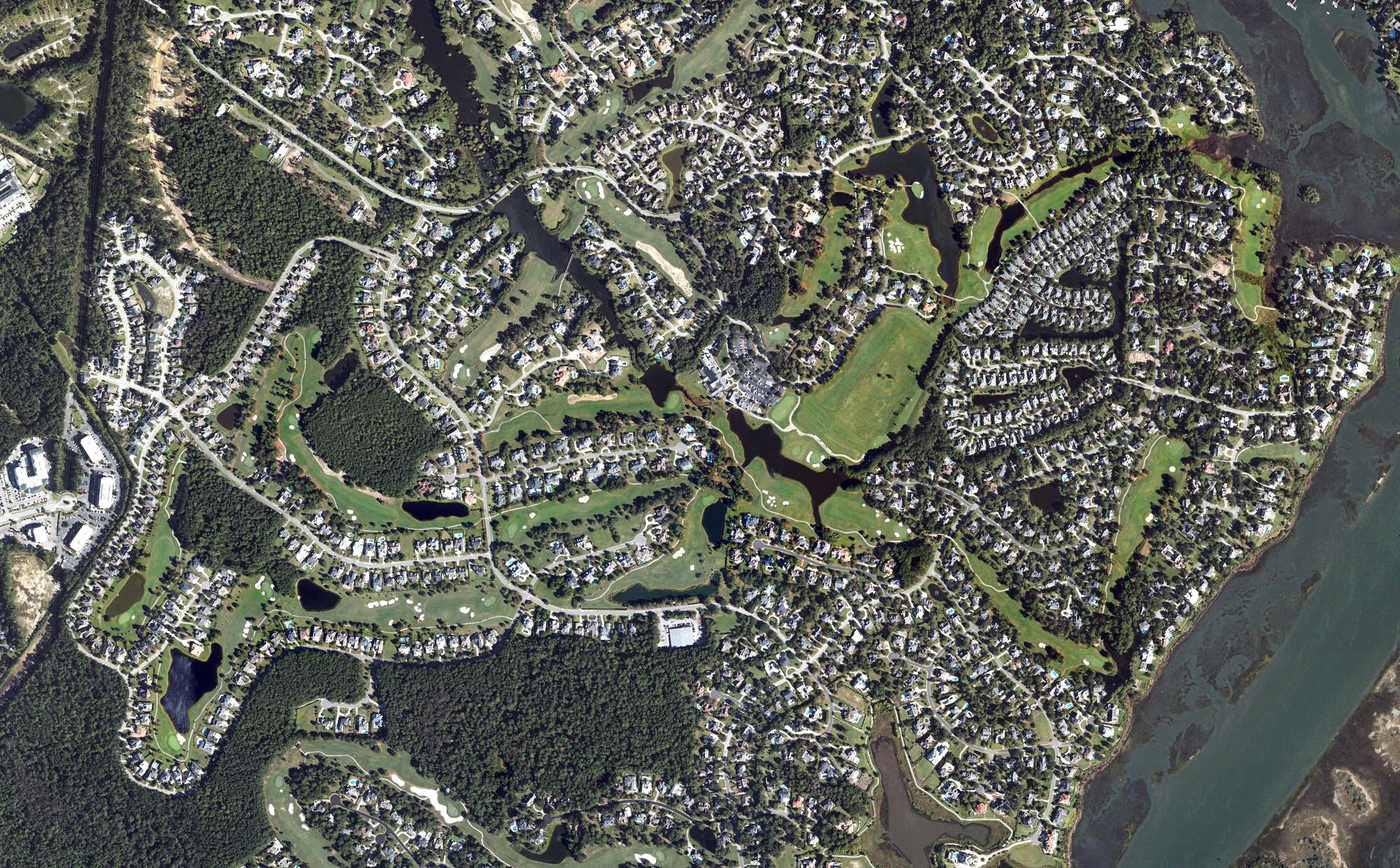 Aerial view of Landfall Country Club Golf Course, NC
