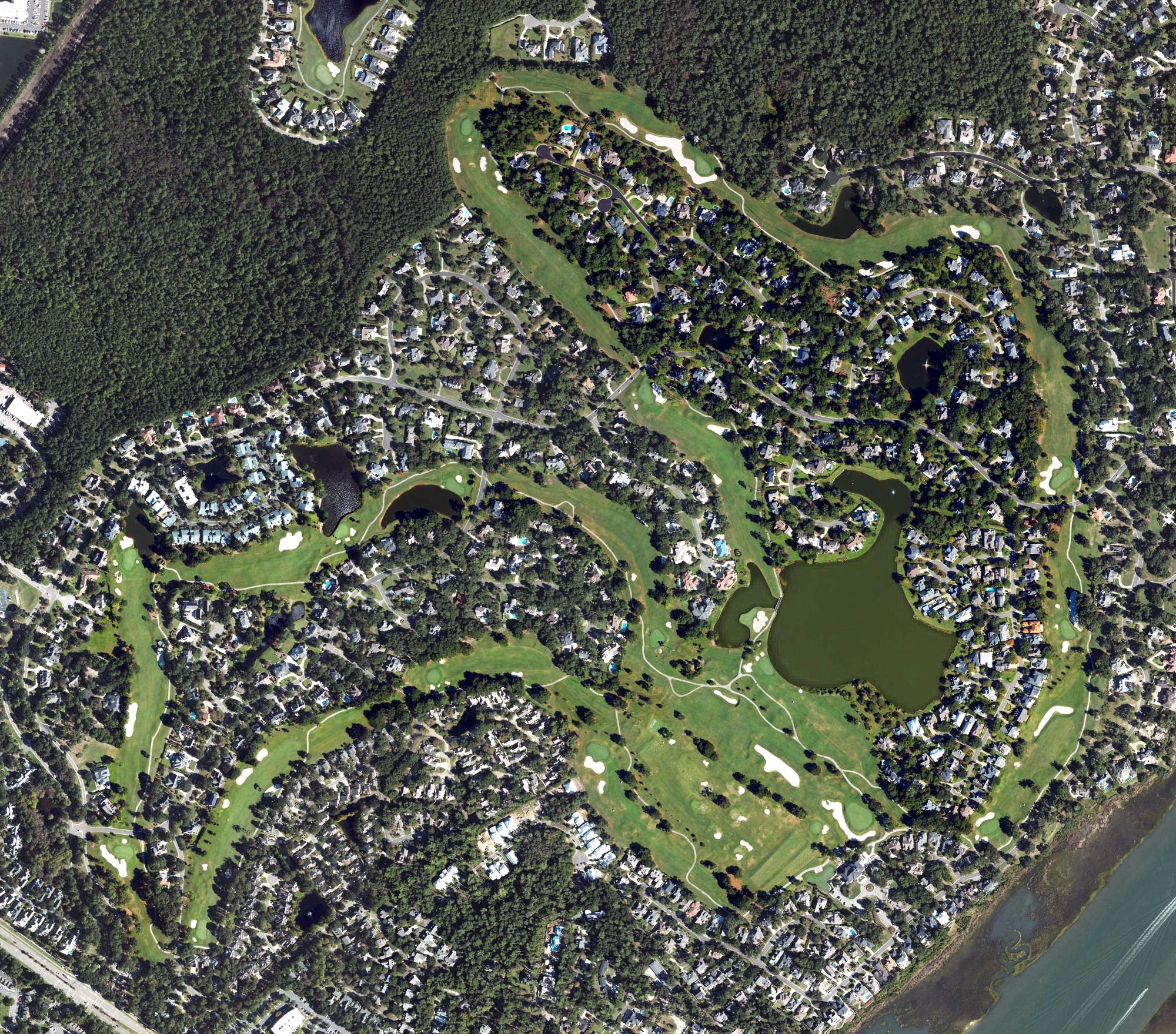 Aerial view of Landfall Country Club Golf Course, NC