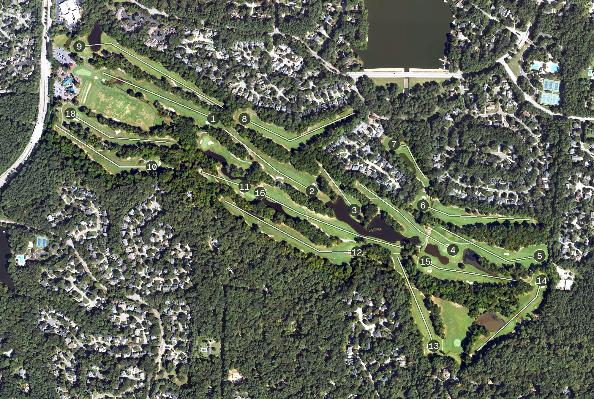 Aerial view of Lochmere Golf Course, NC