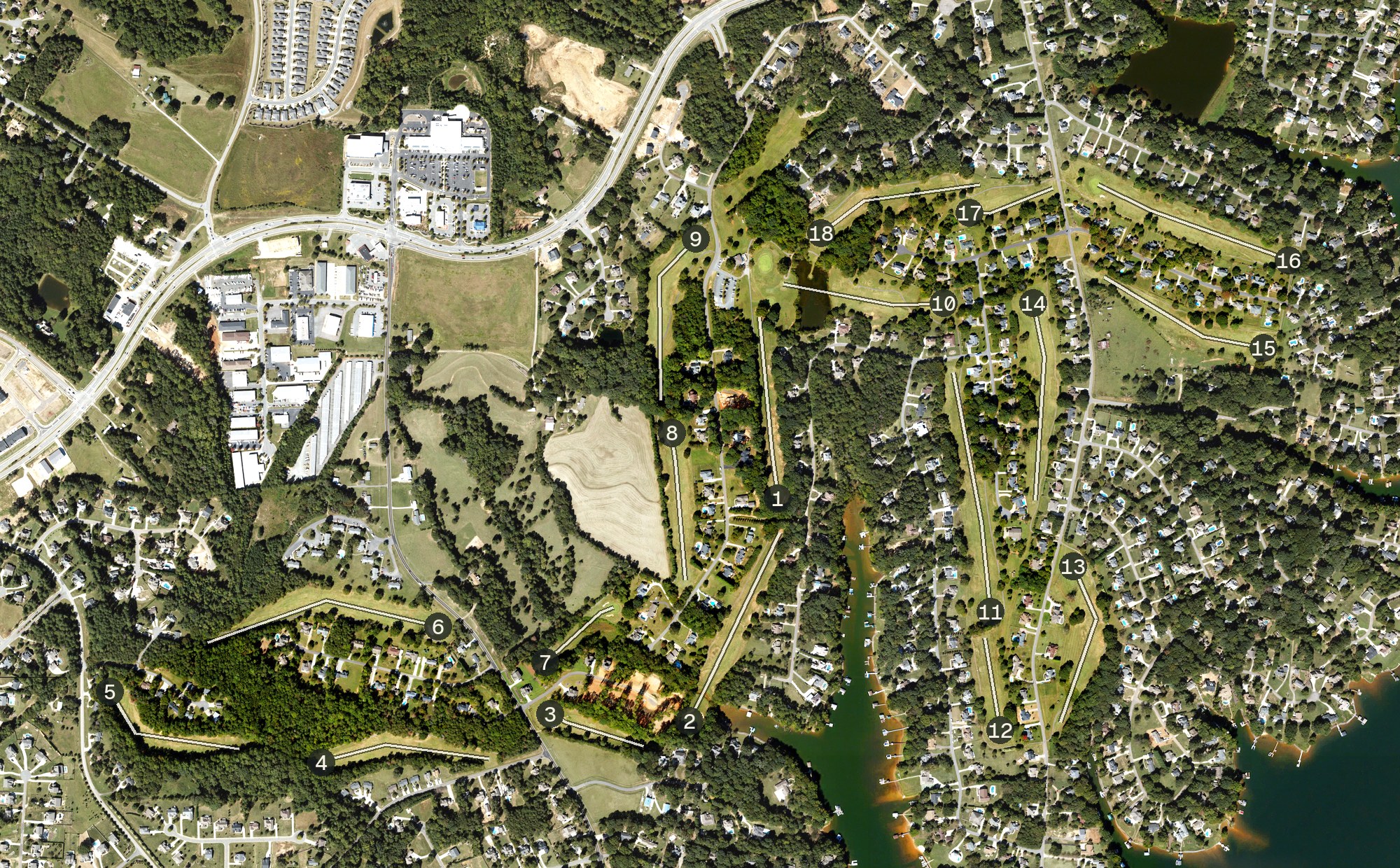 Aerial view of Mallard Head Country Club, NC