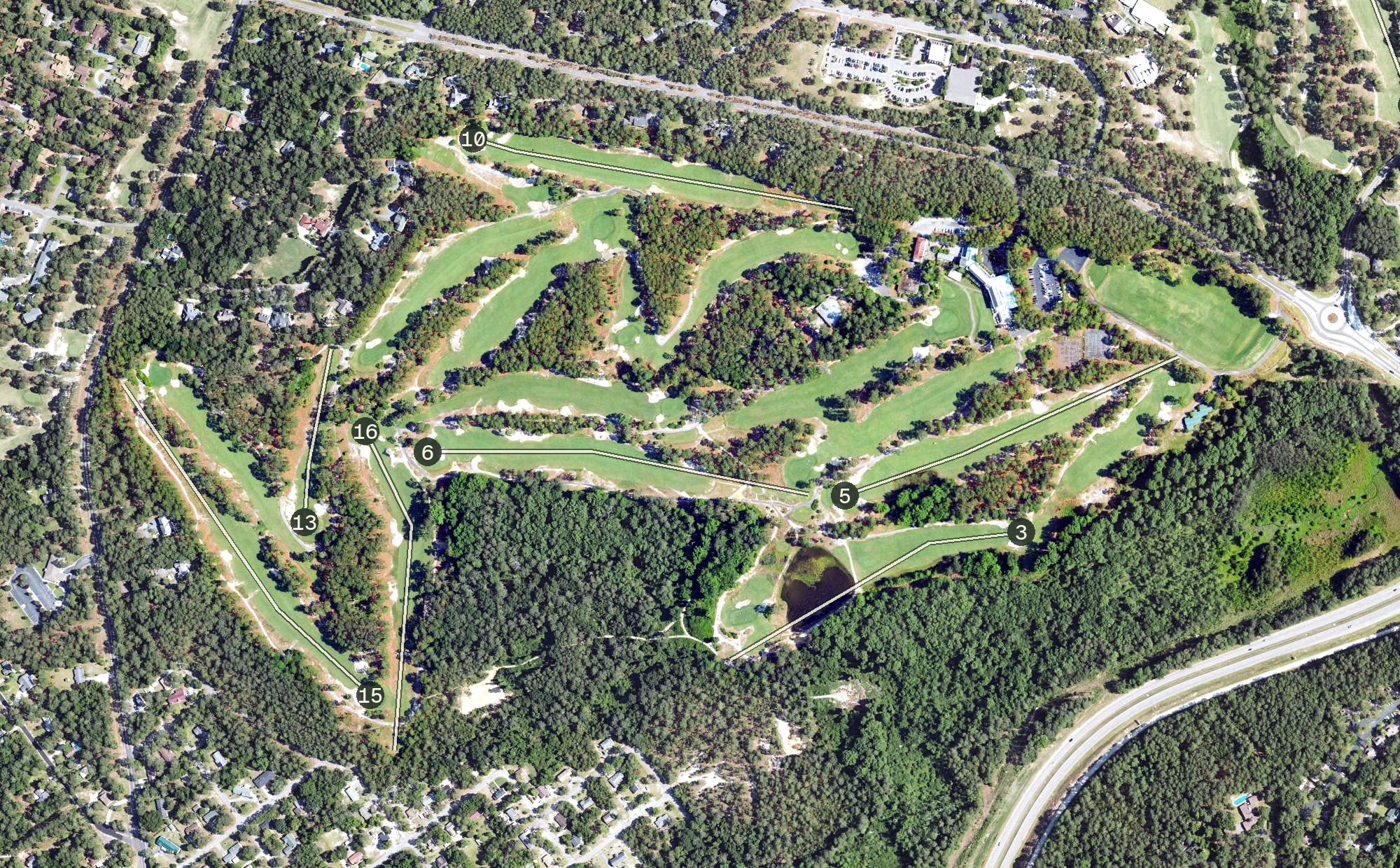 Aerial view of Mid Pines, NC