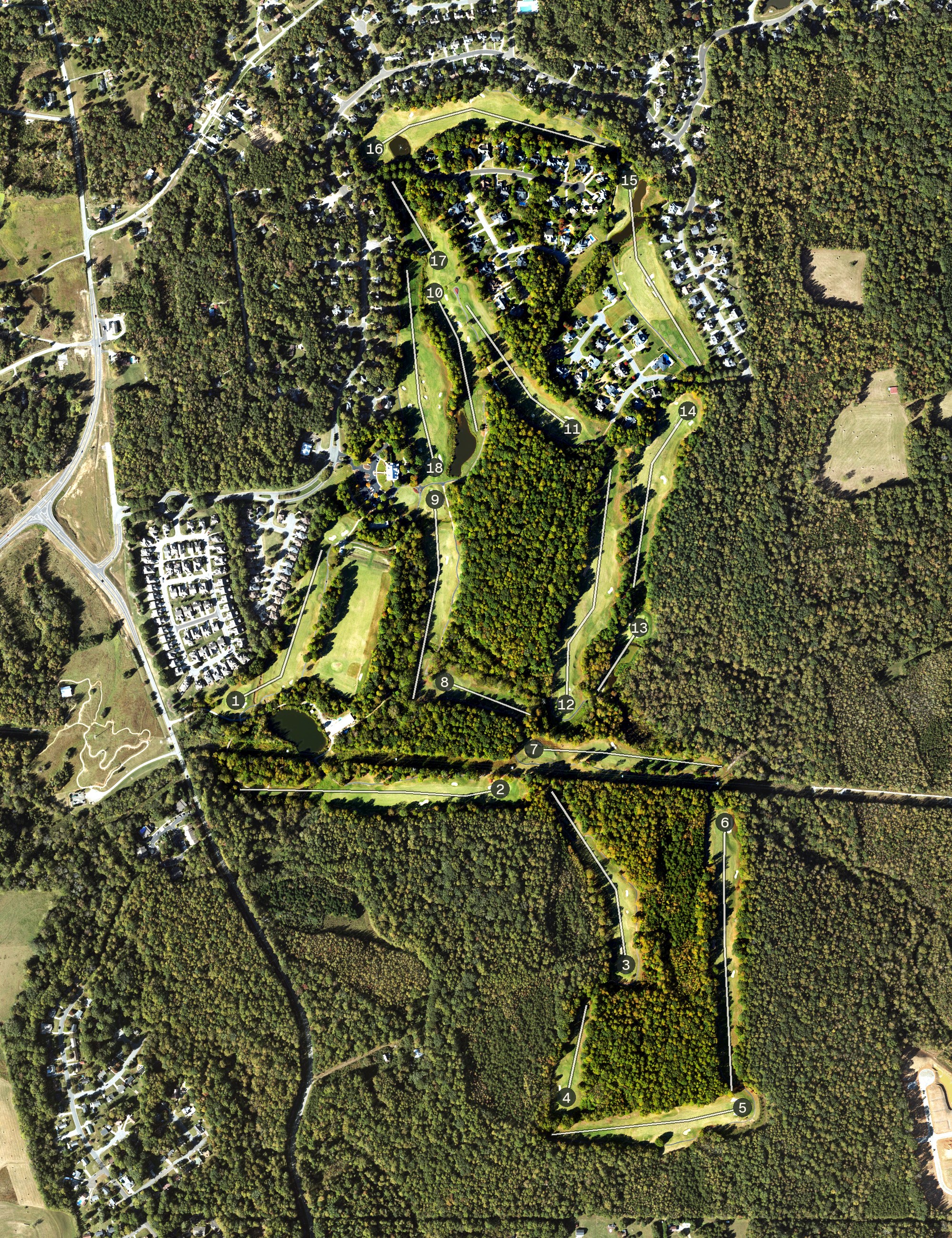 Aerial view of Mill Creek Golf Club, NC
