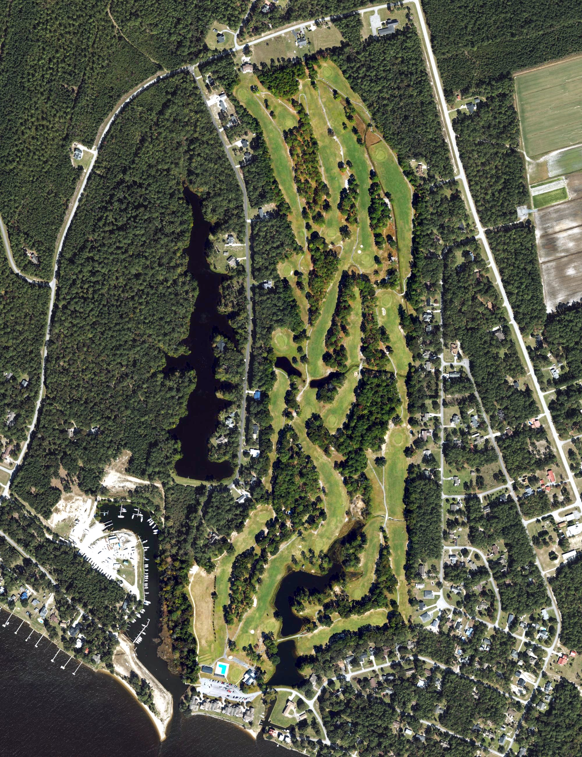 Aerial view of Minnesott Golf, Yatch, and Country Club, NC