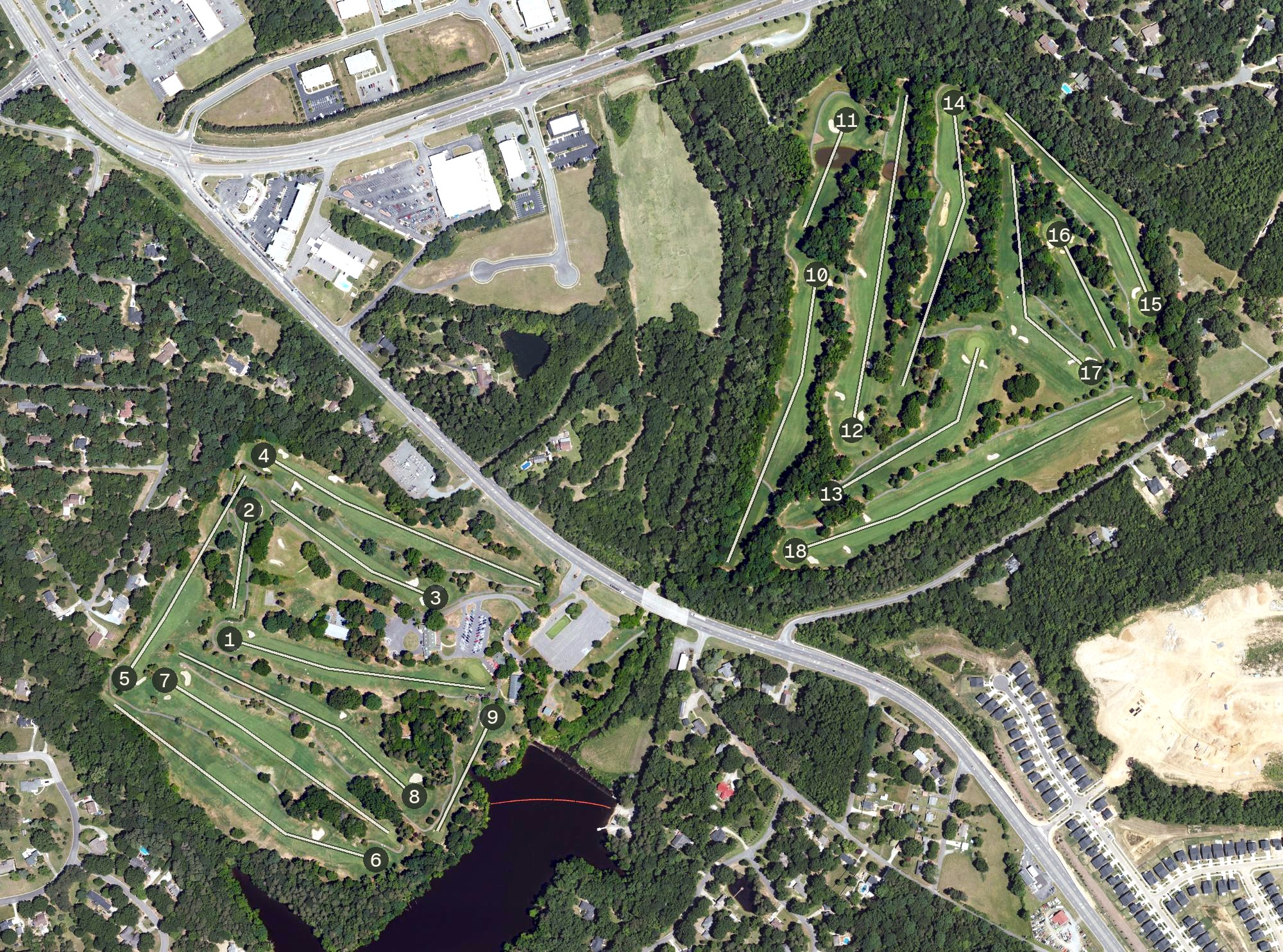 Aerial view of Monroe Country Club, NC