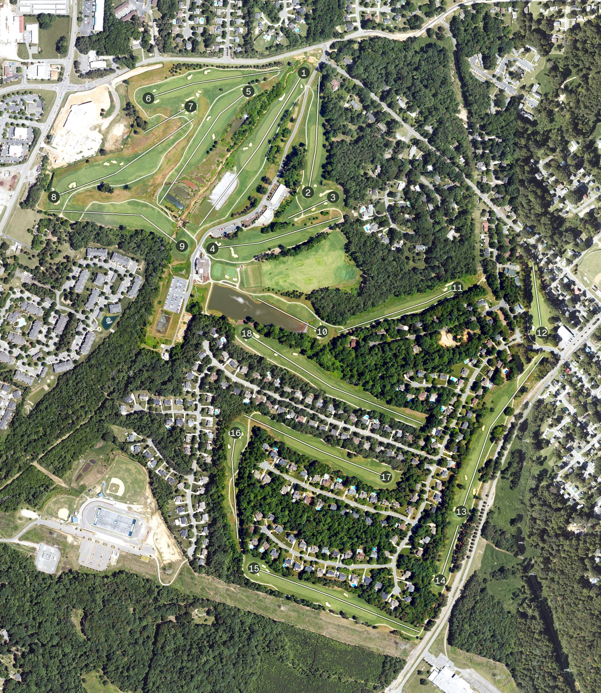 Aerial view of Mooresville Golf Course, NC