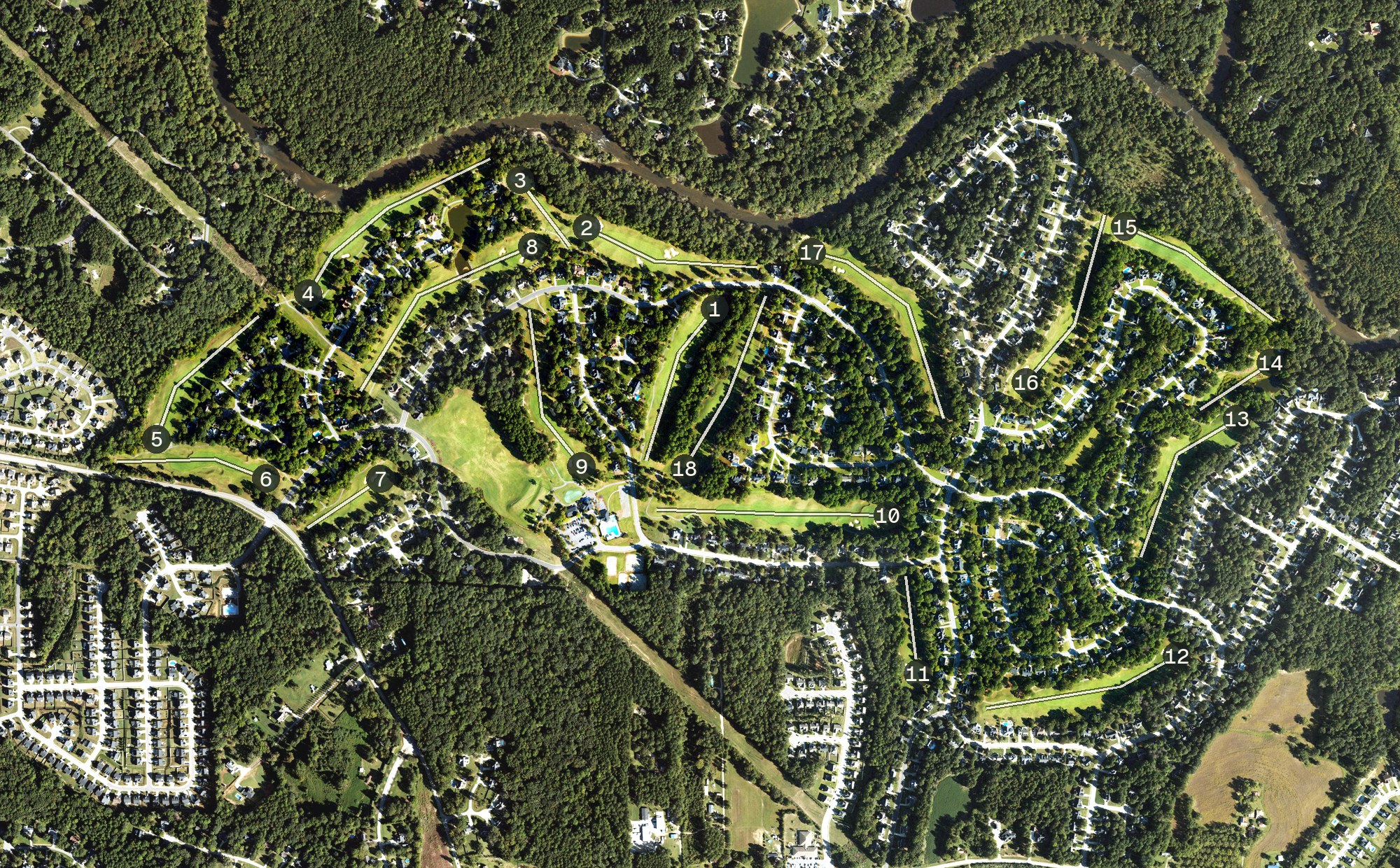 Aerial view of Neuse Golf Club, NC