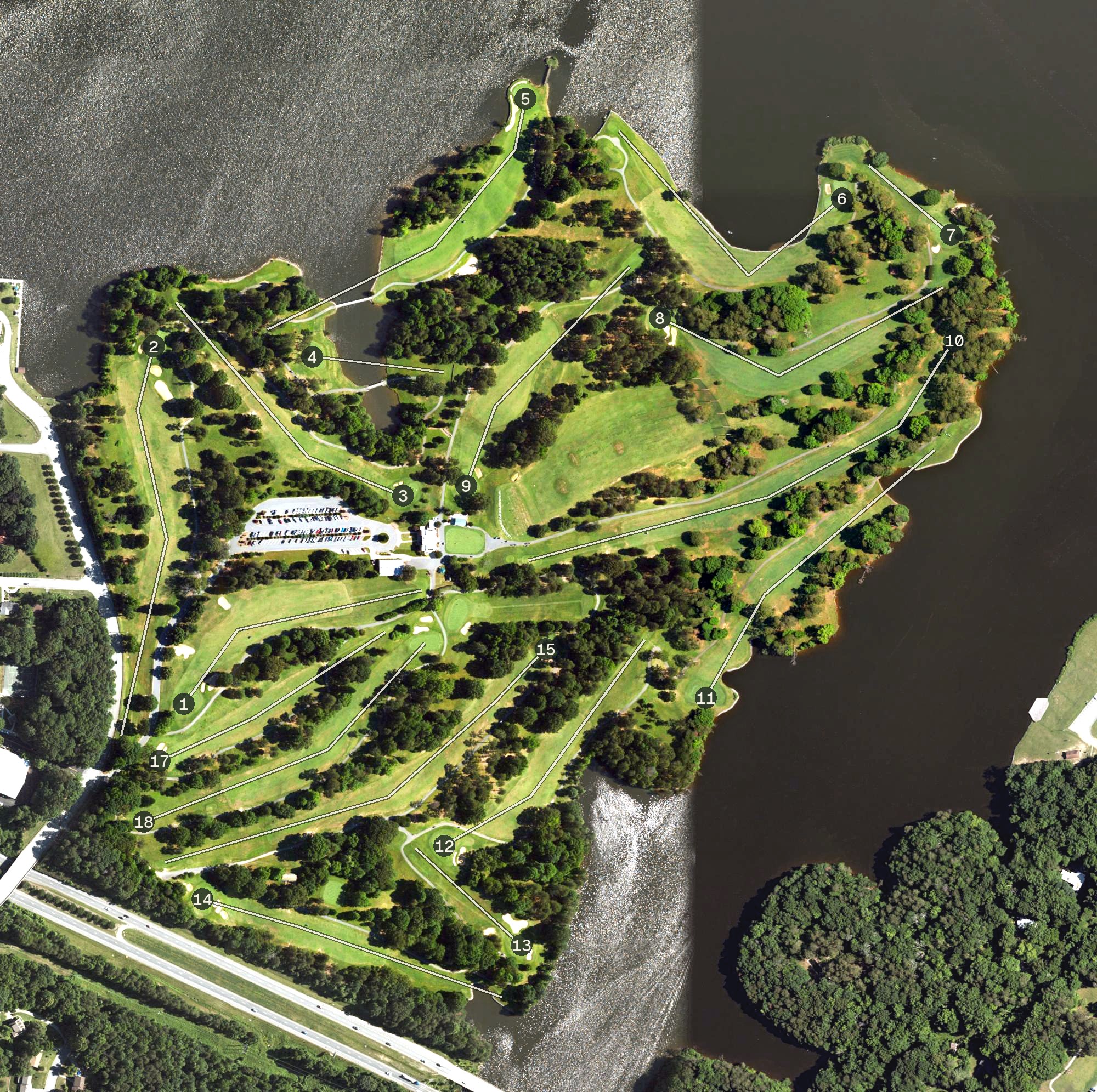 Aerial view of Oak Hollow Golf Course, NC